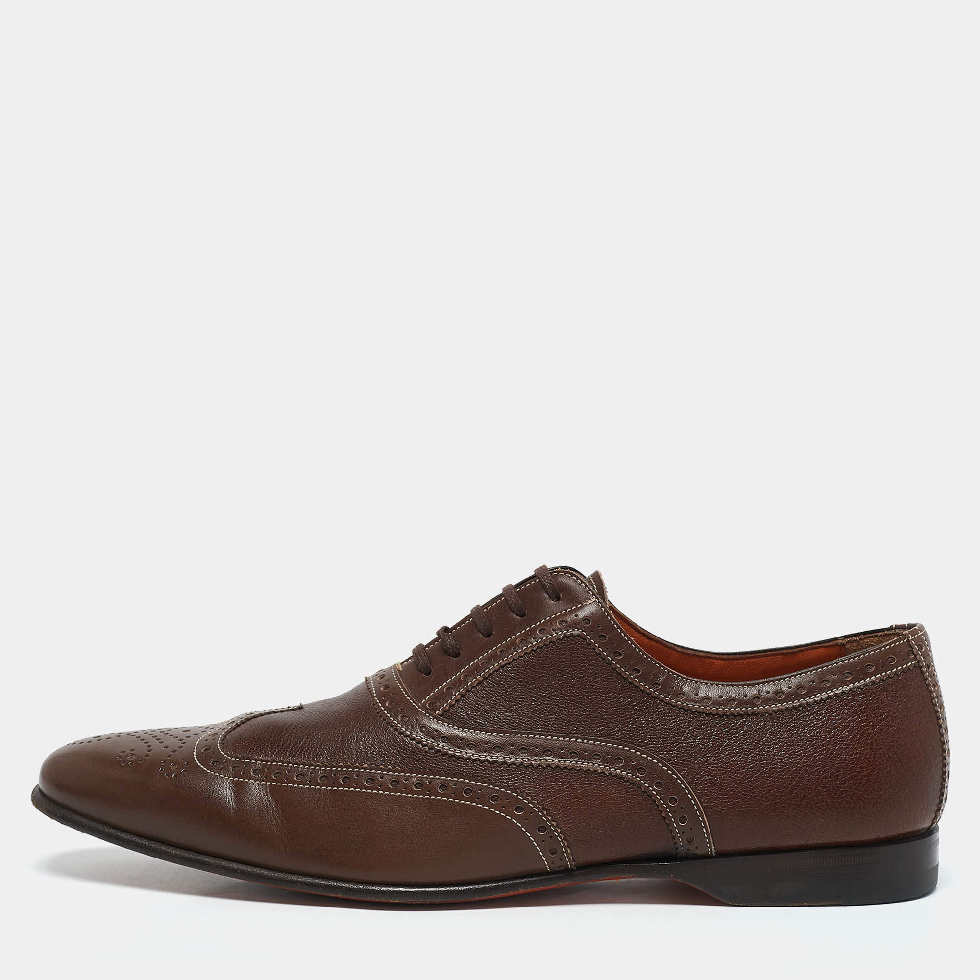 Santoni Brown Leather Brogues  Lace Up Oxford Size 42.5