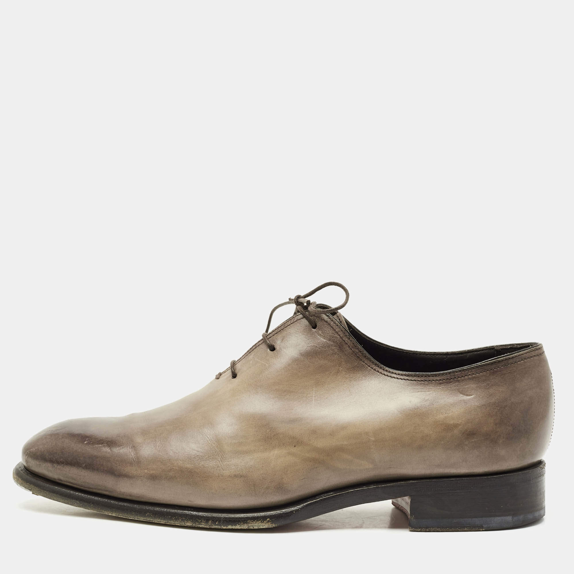 Santoni Beige/Brown Ombre Leather Lace Up Oxfords Size 41.5