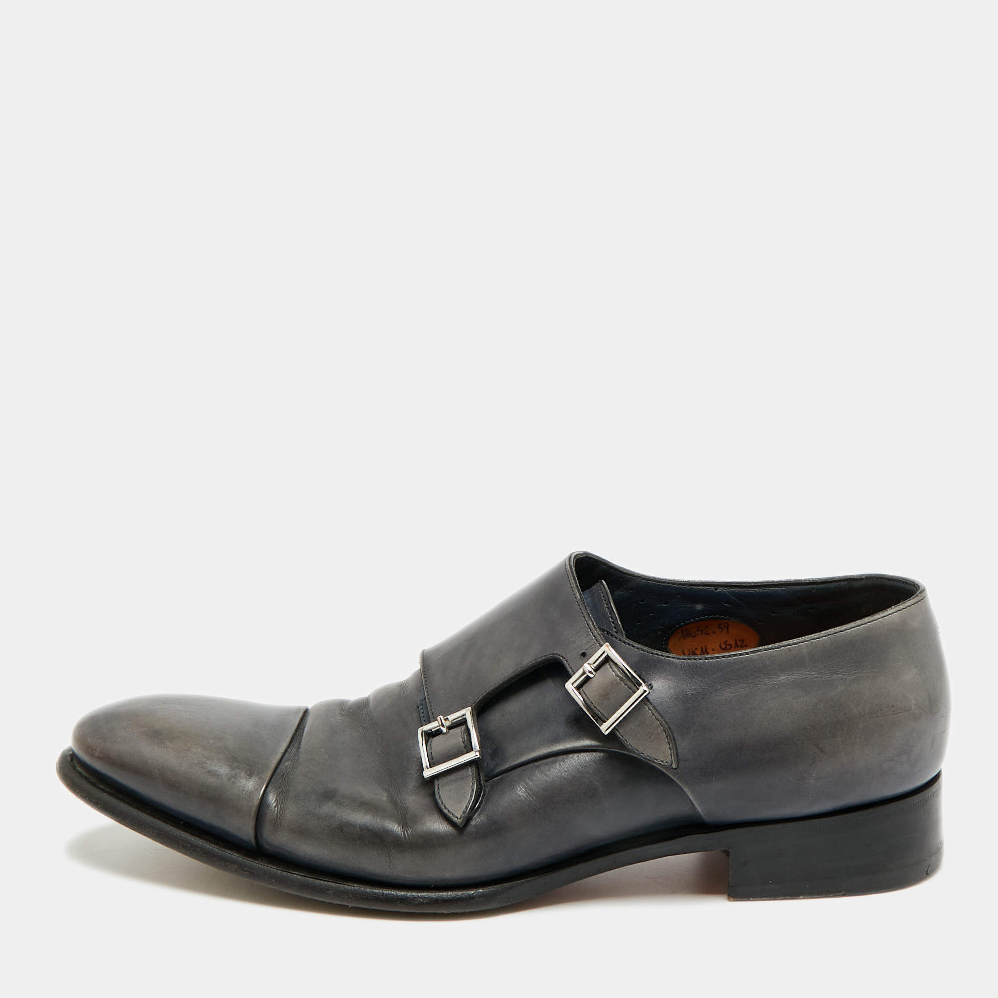 مملوكة مسبقًا Santoni Size 45 Two Tone Leather Double Flap