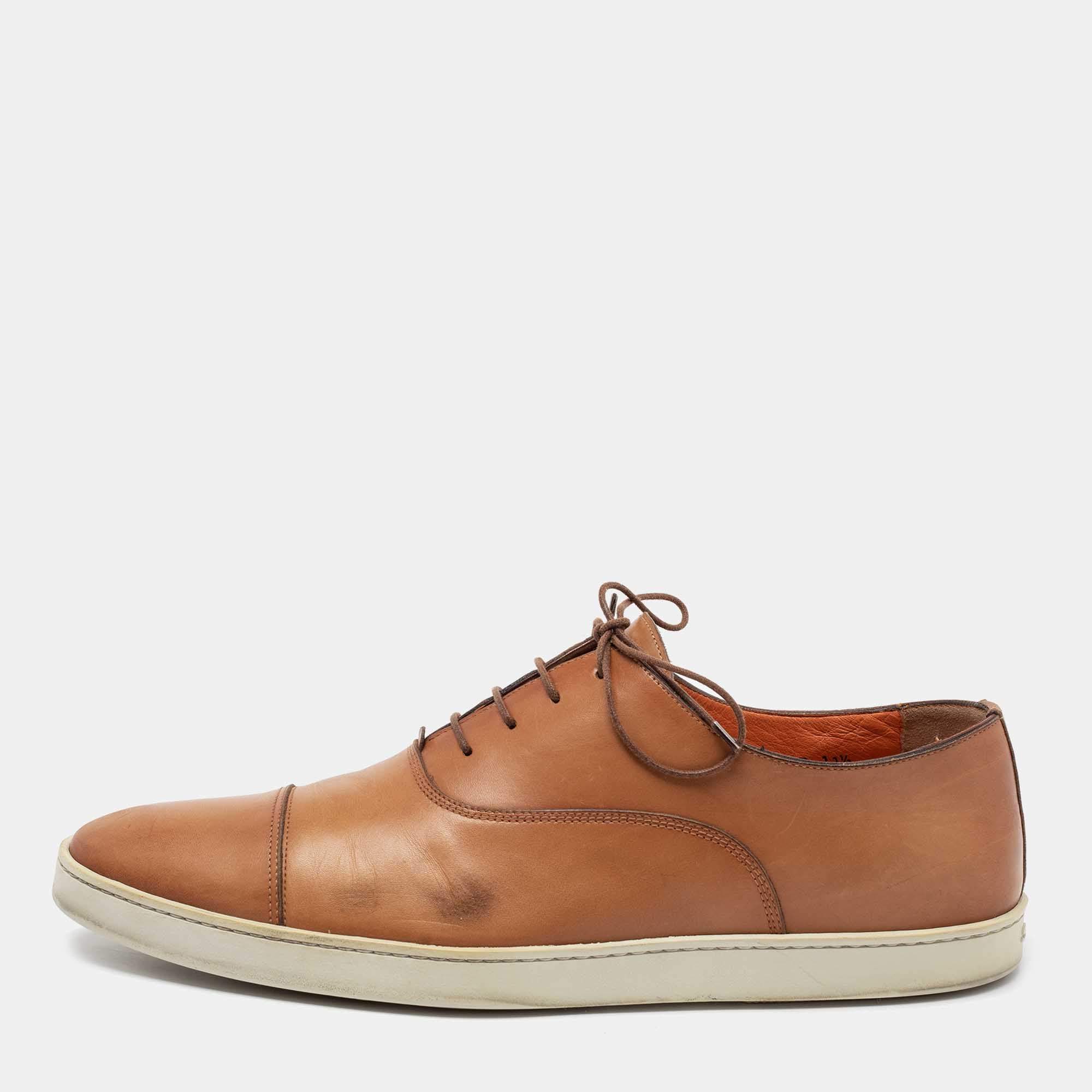 Santoni  Brown Leather Lace Up Derby Size 45.5