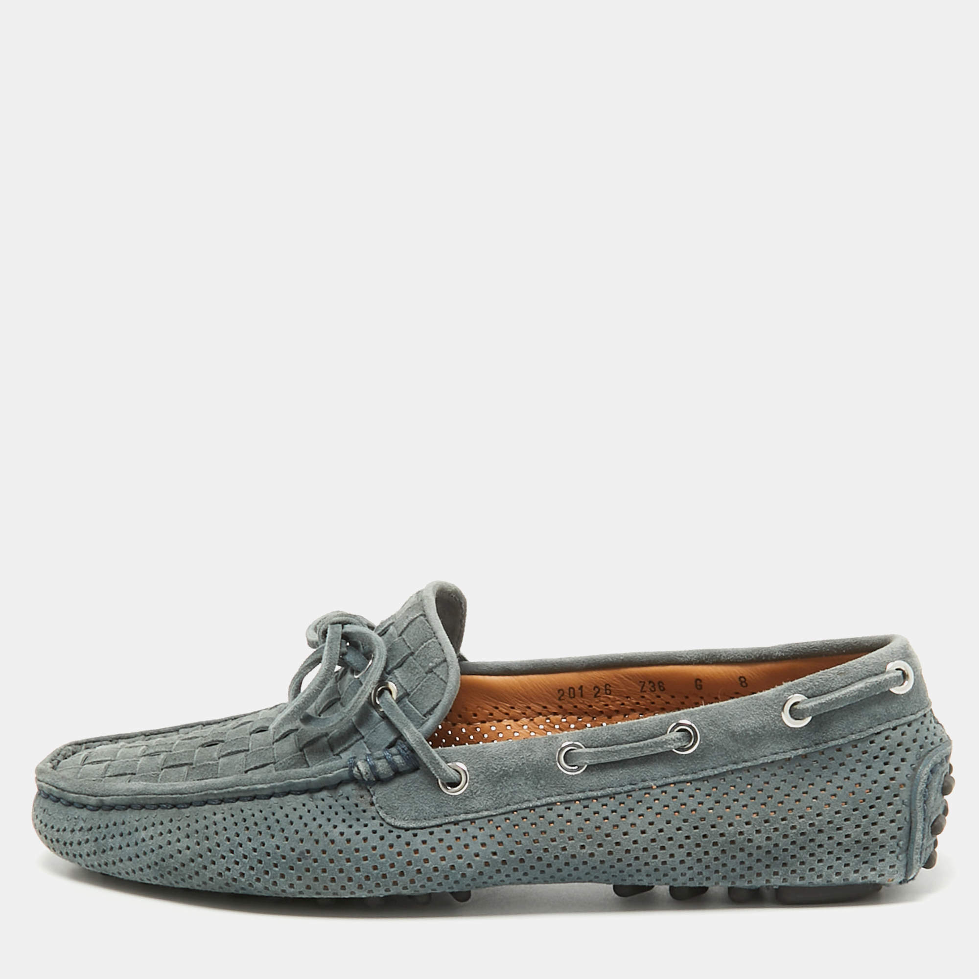 Santoni Grey Suede Slip On Loafers Size 42