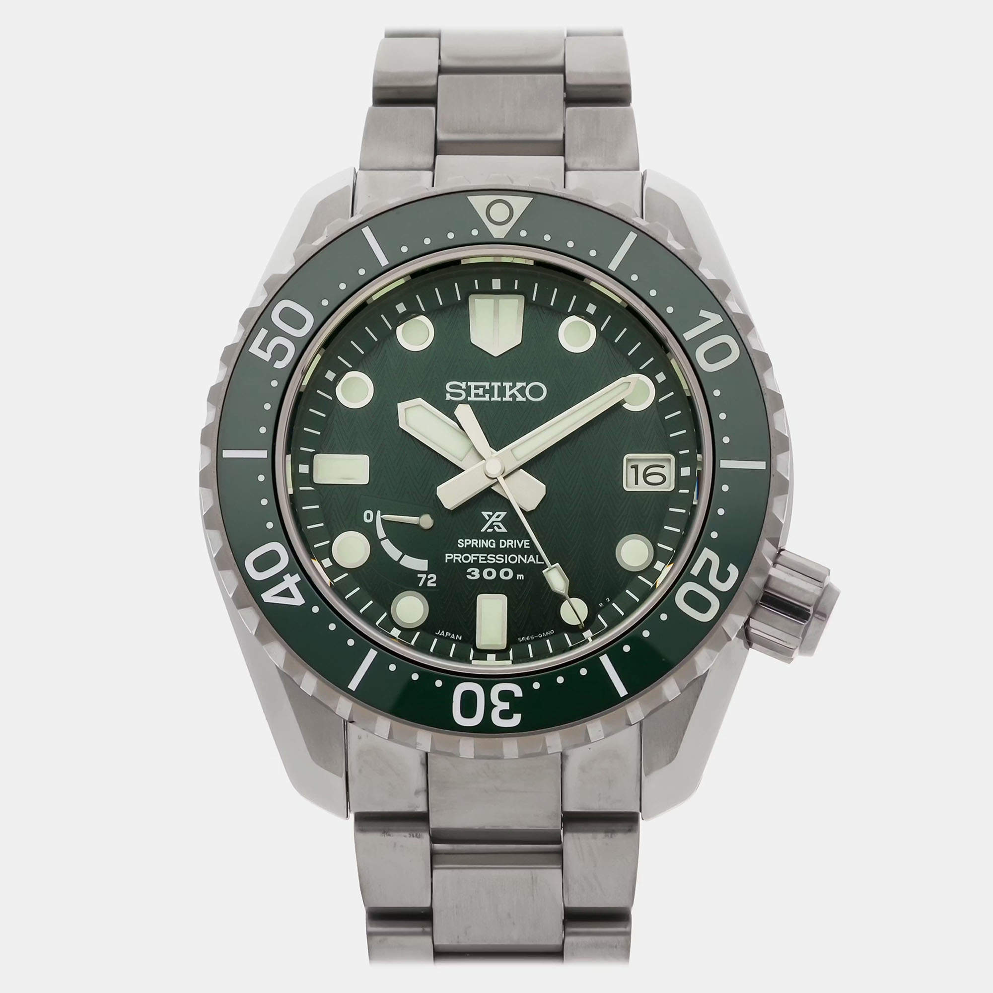 Pre Owned Pre-Owned Seiko Prospex LX Spring Drive SBDB039 Green Automatic Titanium Men's Wristwatch 44 MM