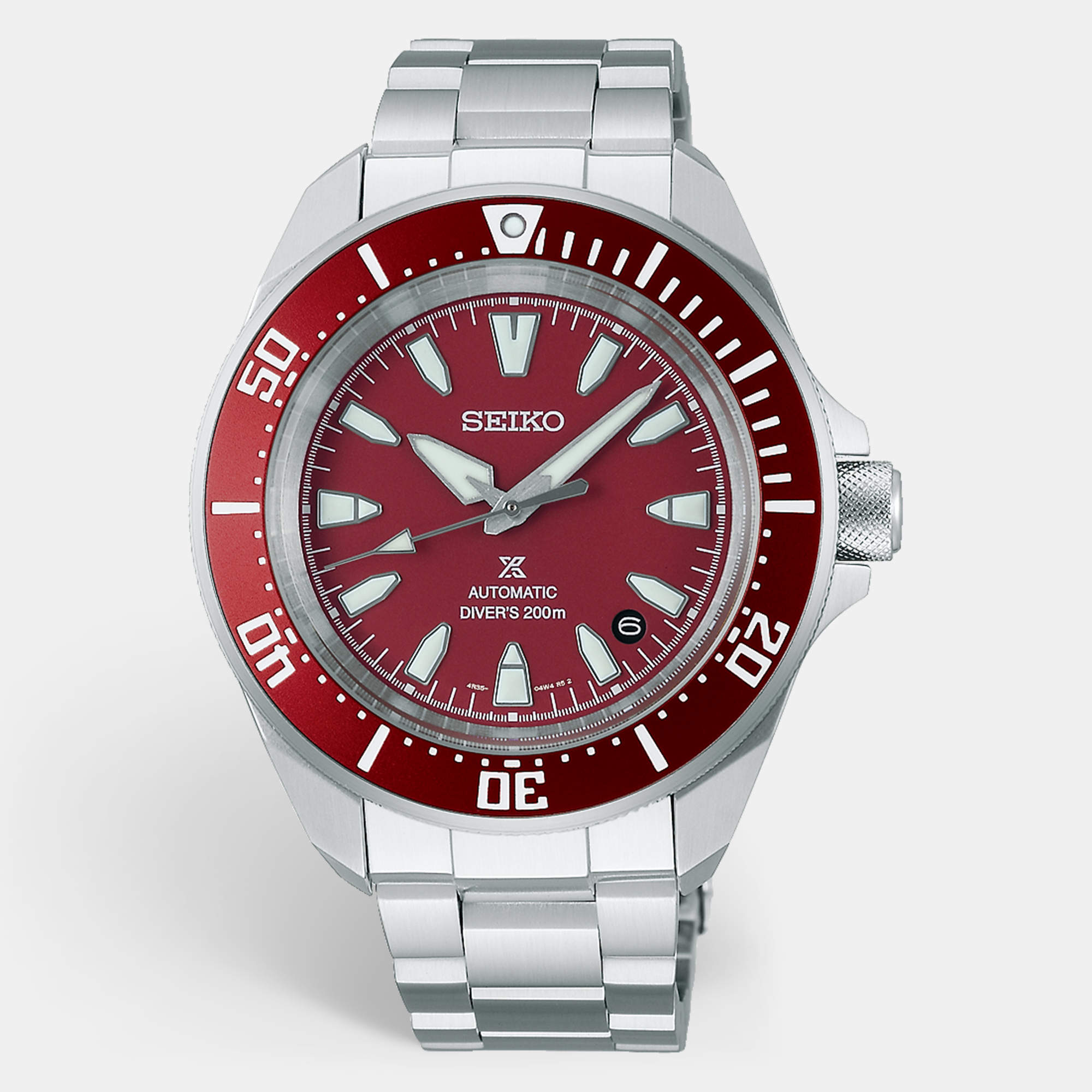 Pre Owned Seiko Prospex SRPL11K1 Red Dial Stainless Steel Men's Wristwatch 41.7 mm