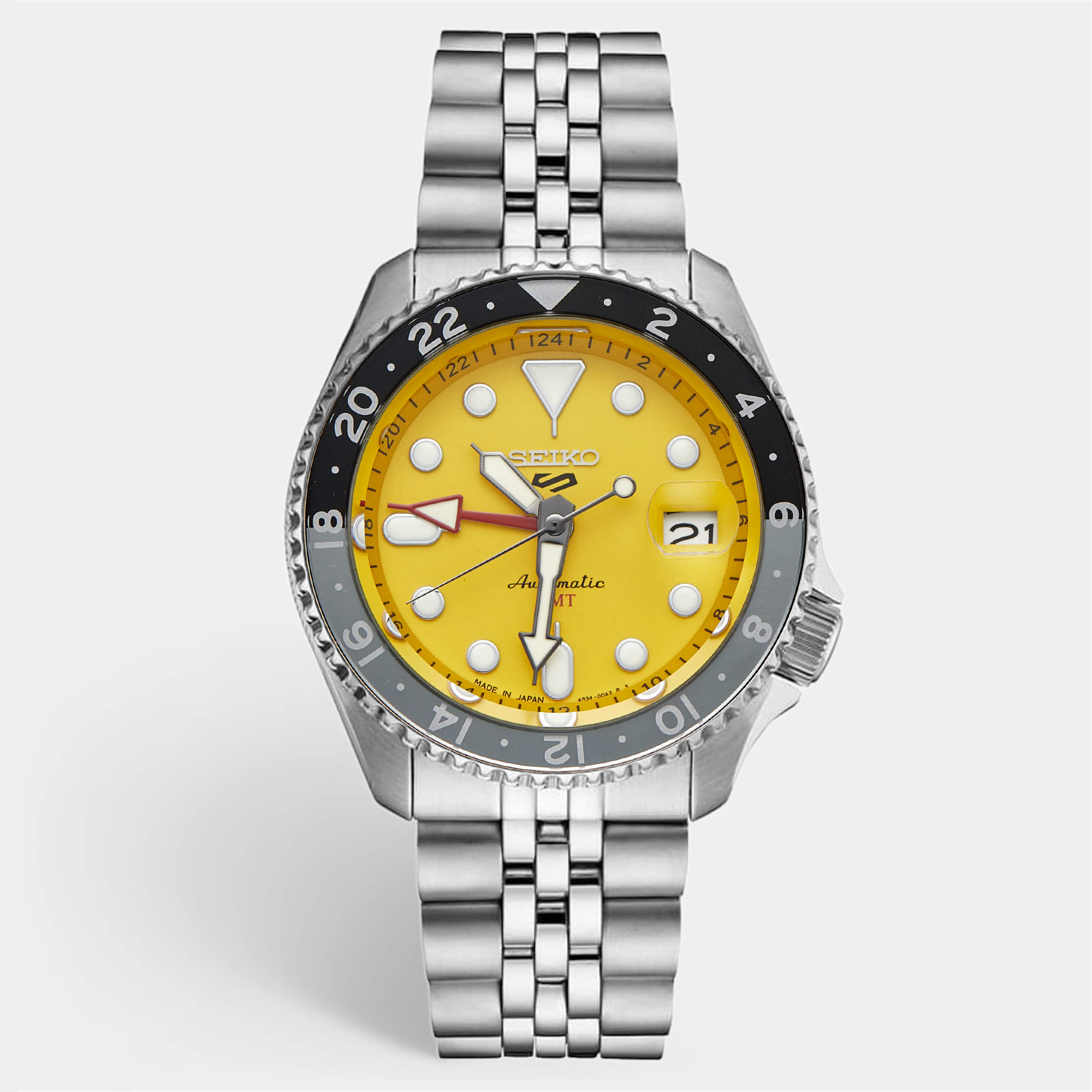 Pre Owned Seiko 5 sports SSK017 Yellow Dial Stainless Steel Men's Wristwatch 42.5mm