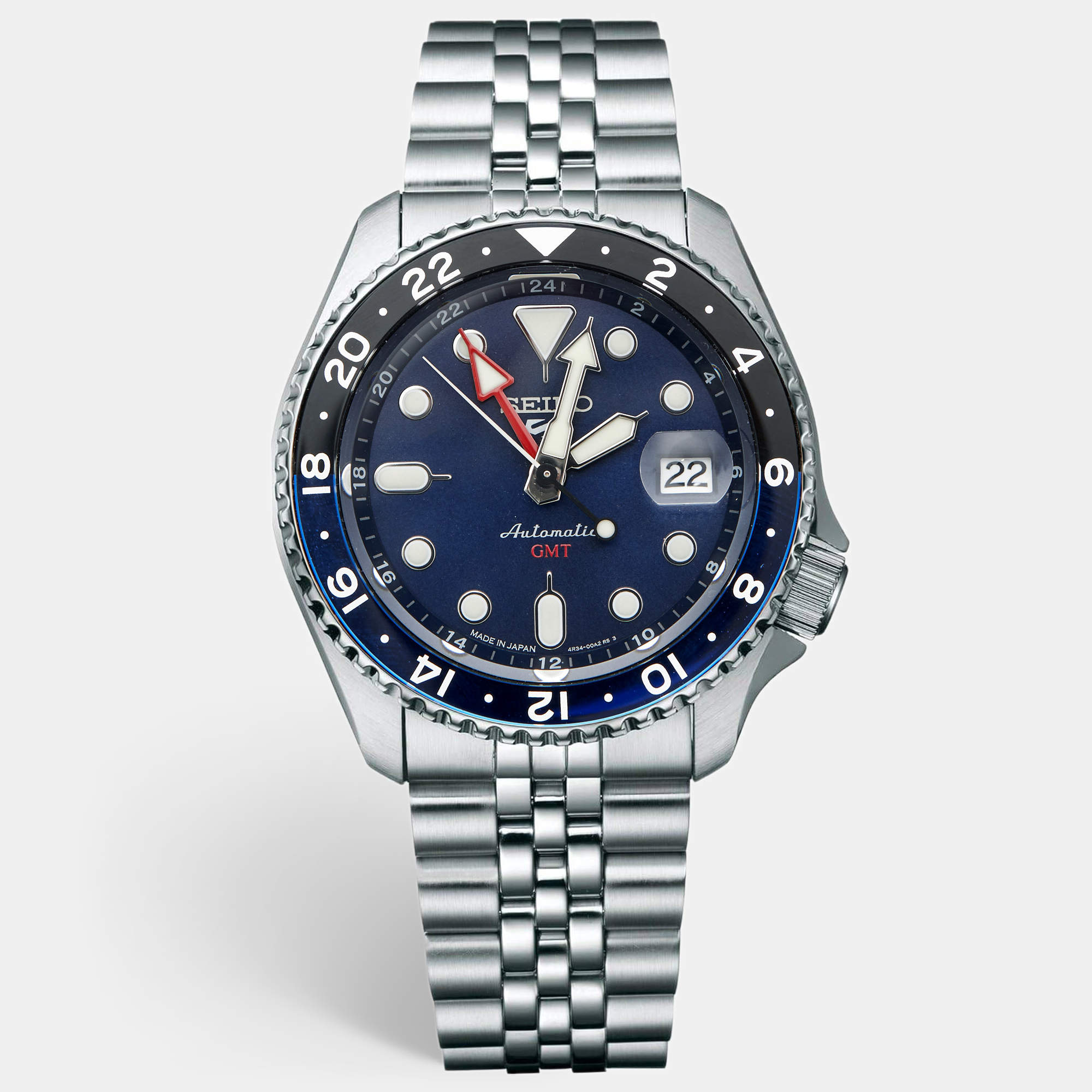 Pre Owned Seiko 5 sports SSK003 Blue Dial Stainless Steel Men's Wristwatch 42.5 mm