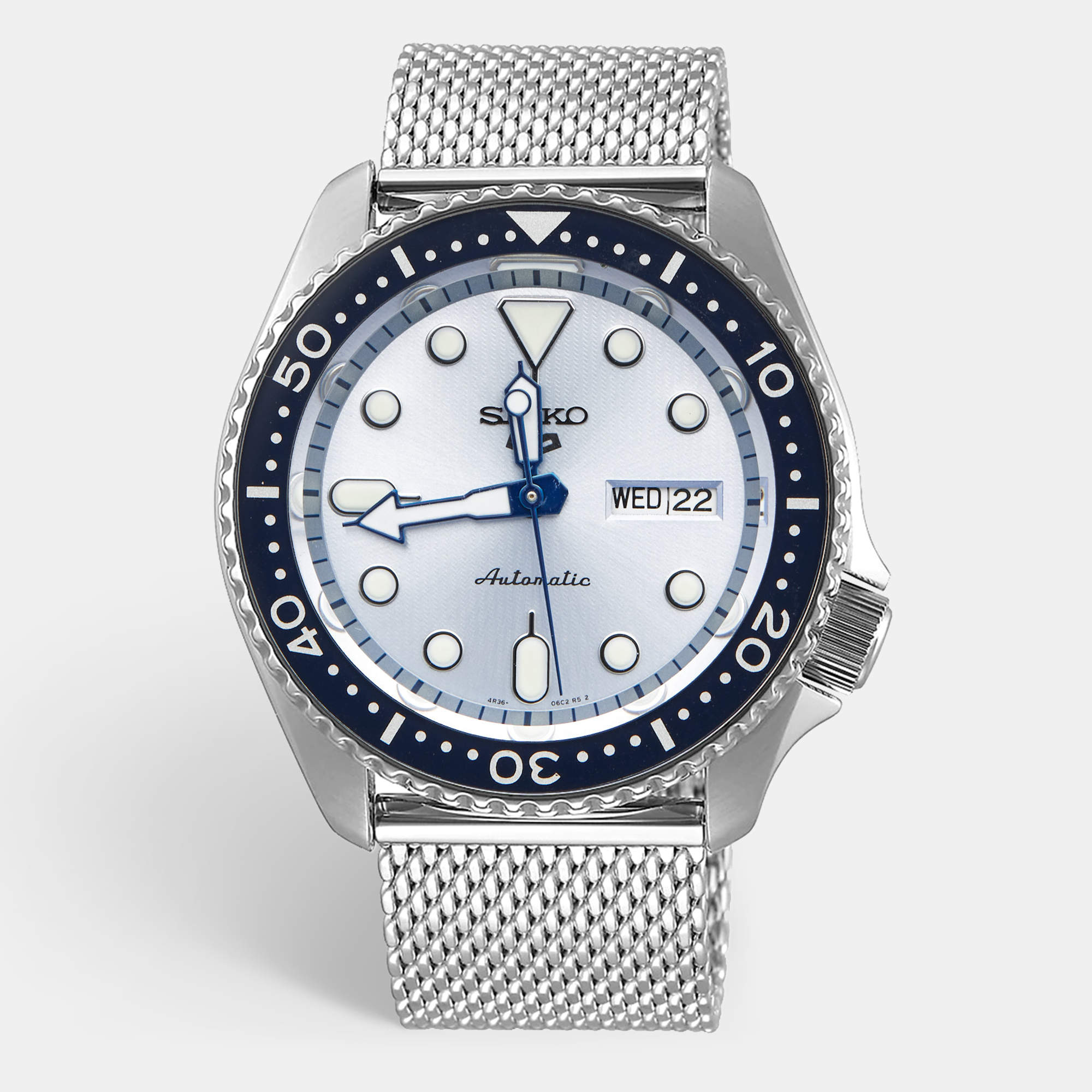 Pre Owned Seiko 5 sports SRPE77K1 Blue Dial Stainless Steel Men's Wristwatch 42.5 mm