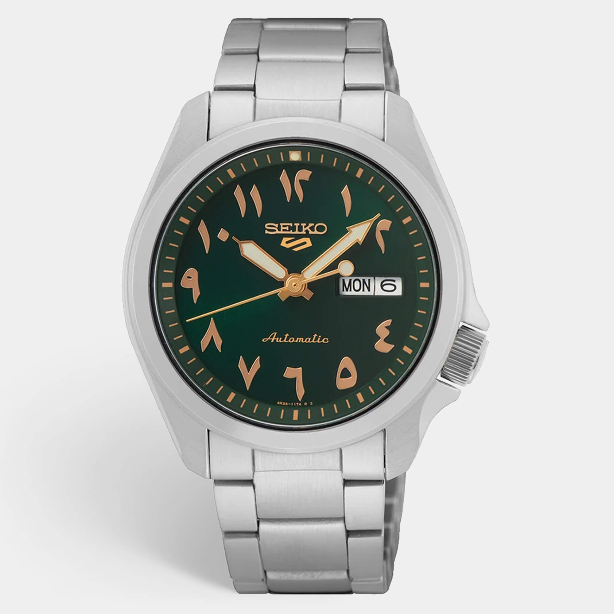 Pre Owned Seiko 5 sports SRPH49K1 Green Dial Stainless Steel Men's Wristwatch 40 mm