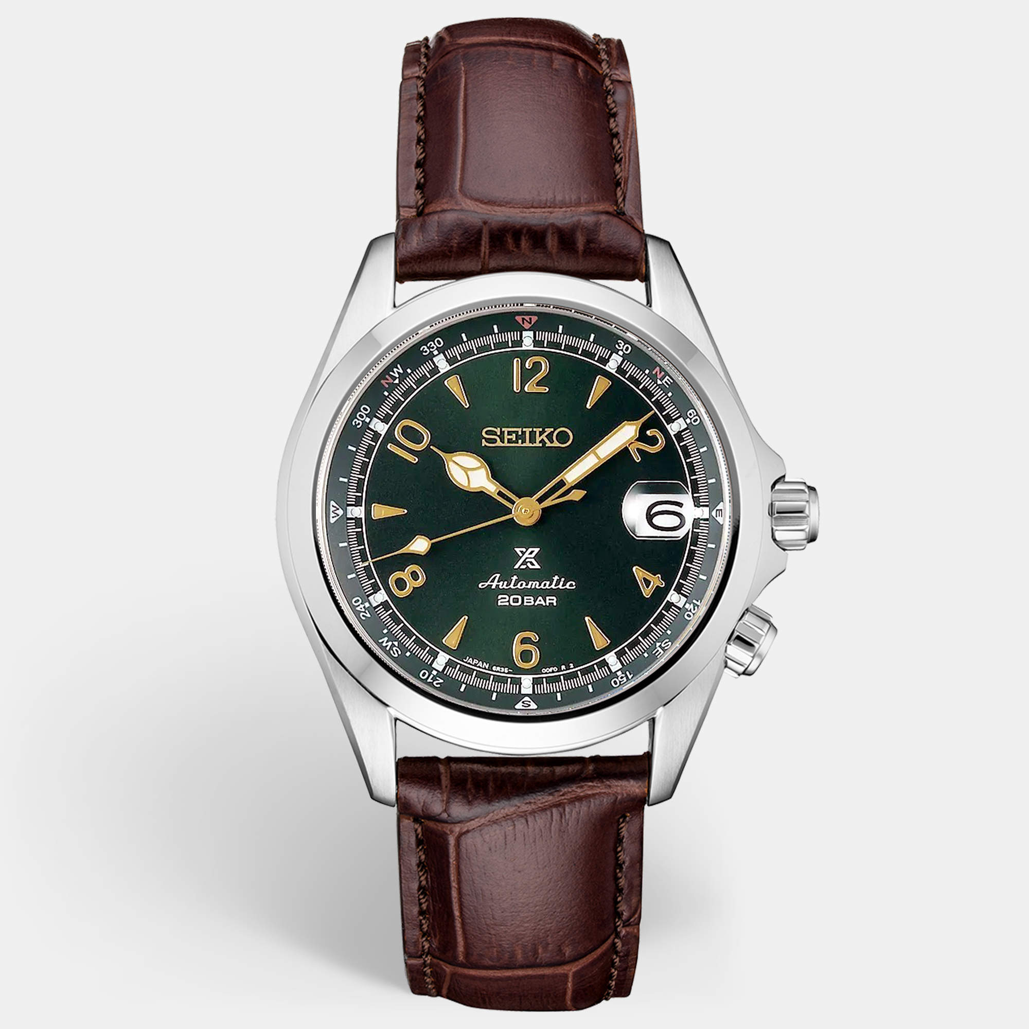 Pre Owned Seiko Prospex SPB121J Green Dial Stainless Steel Leather Men's Wristwatch 39.5mm