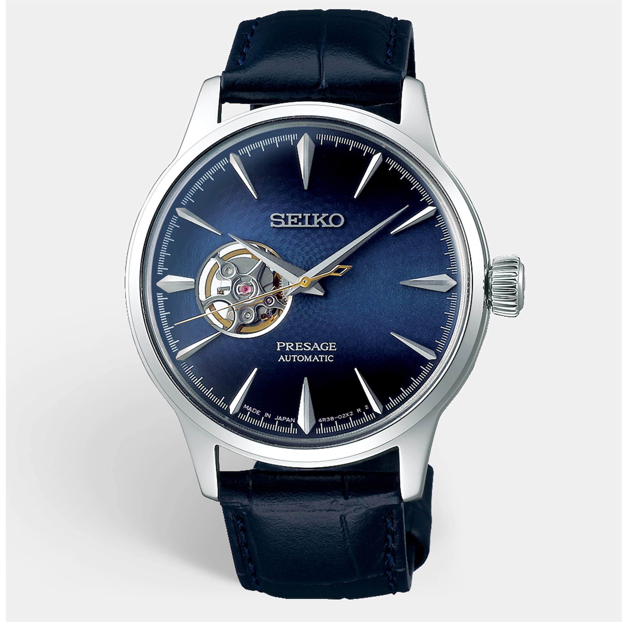 مملوكة مسبقًا Seiko Presage SSA405J1 Blue Dial Stainless Steel Leather Men's Wristwatch 40.5mm