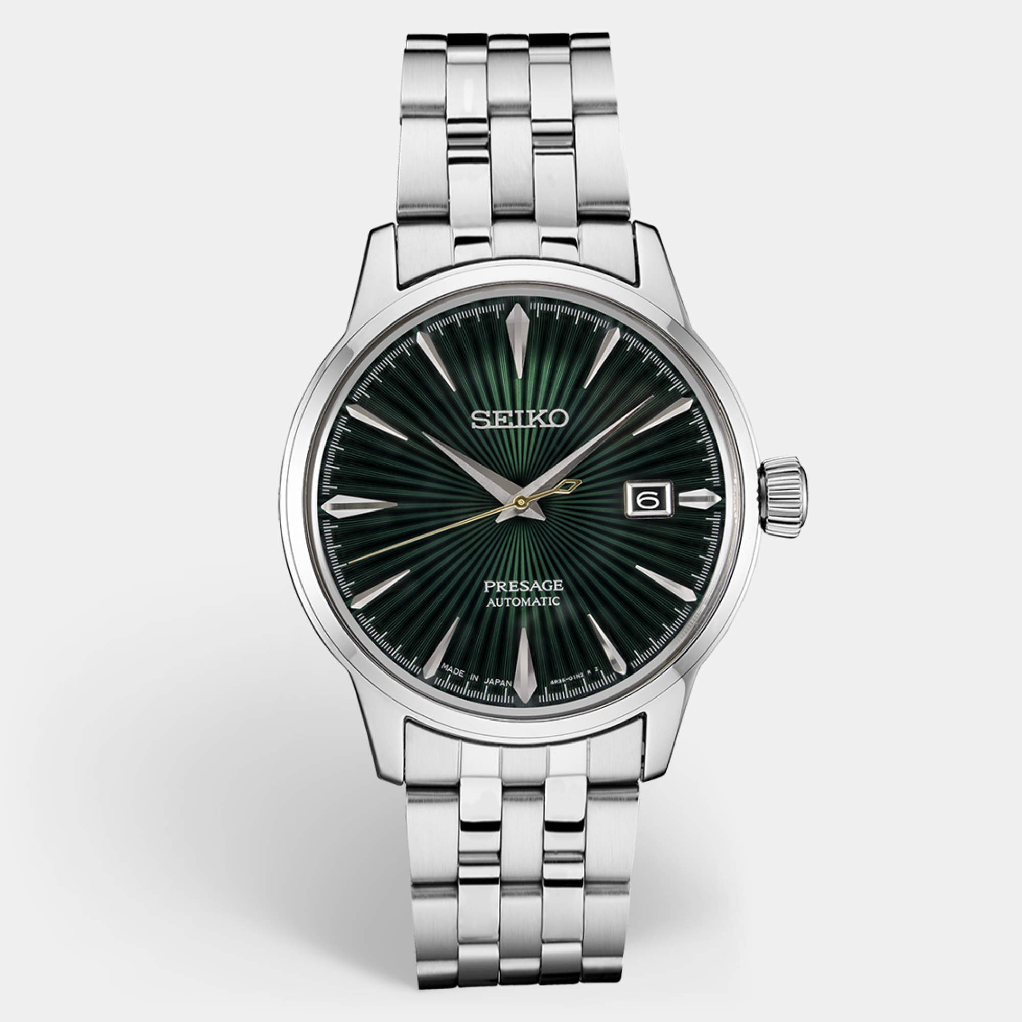 Pre Owned Seiko Presage SRPE15J1 Green Dial Stainless Steel Men's Wristwatch 40.5 mm