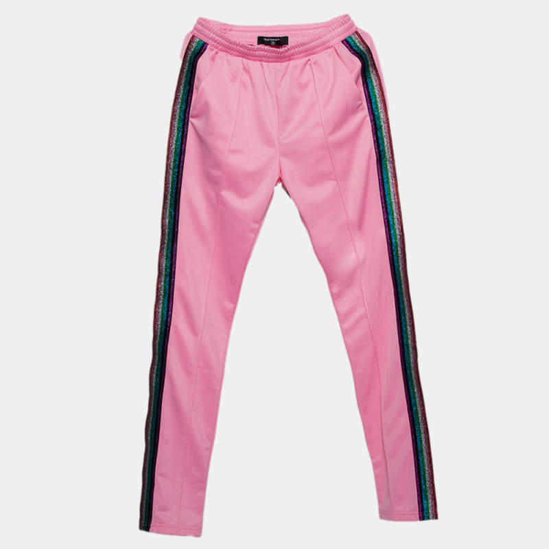 Se'renede Pink Jersey Lurex Side Trim Detail Track Pants M