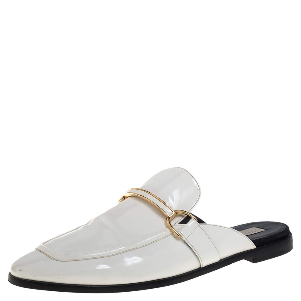Stella McCartney White Faux Leather Holzer Slip On Loafers Size 41