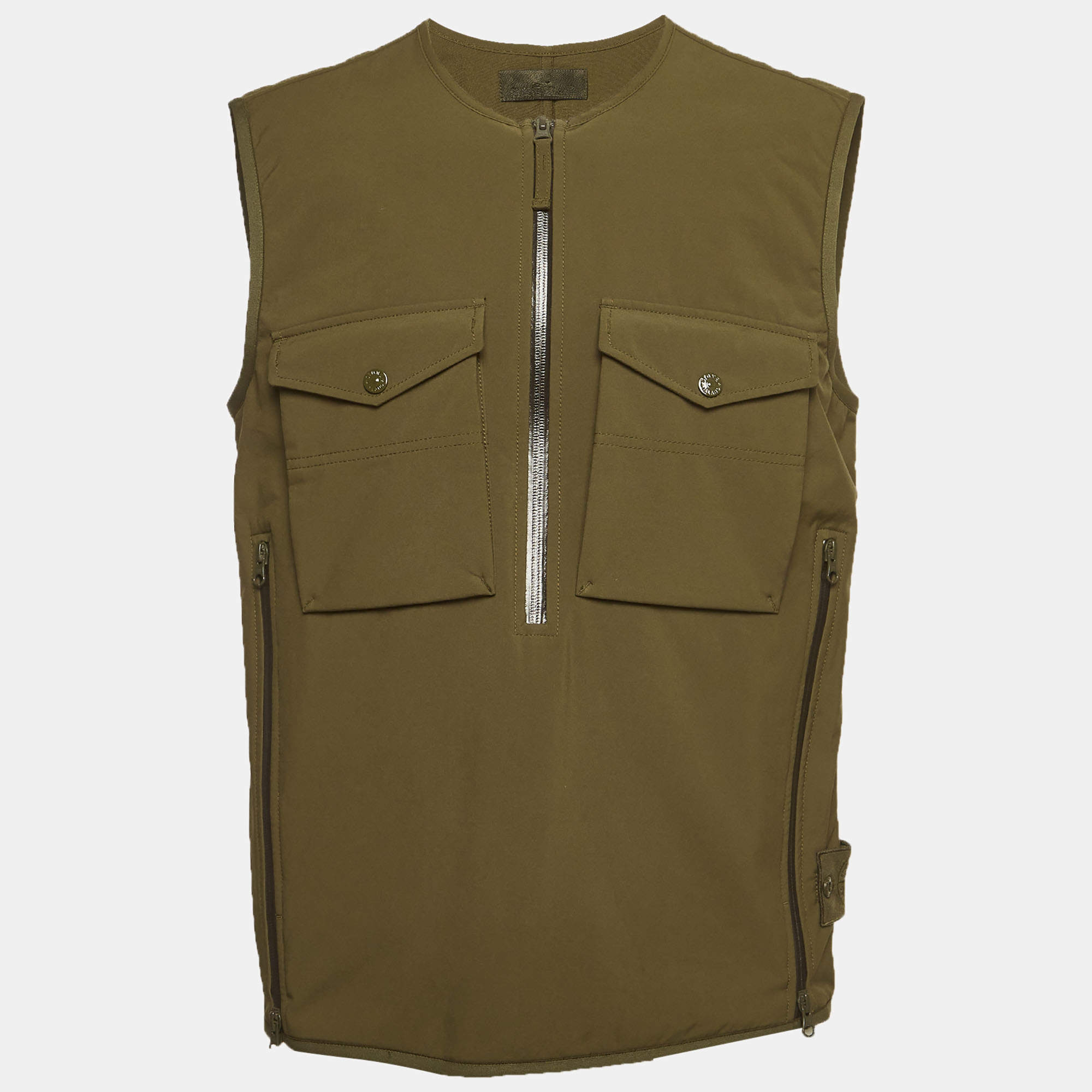 Pre Owned Stone Island Green Stretch Synthetic 5L Ghost Piece Gilet Vest M