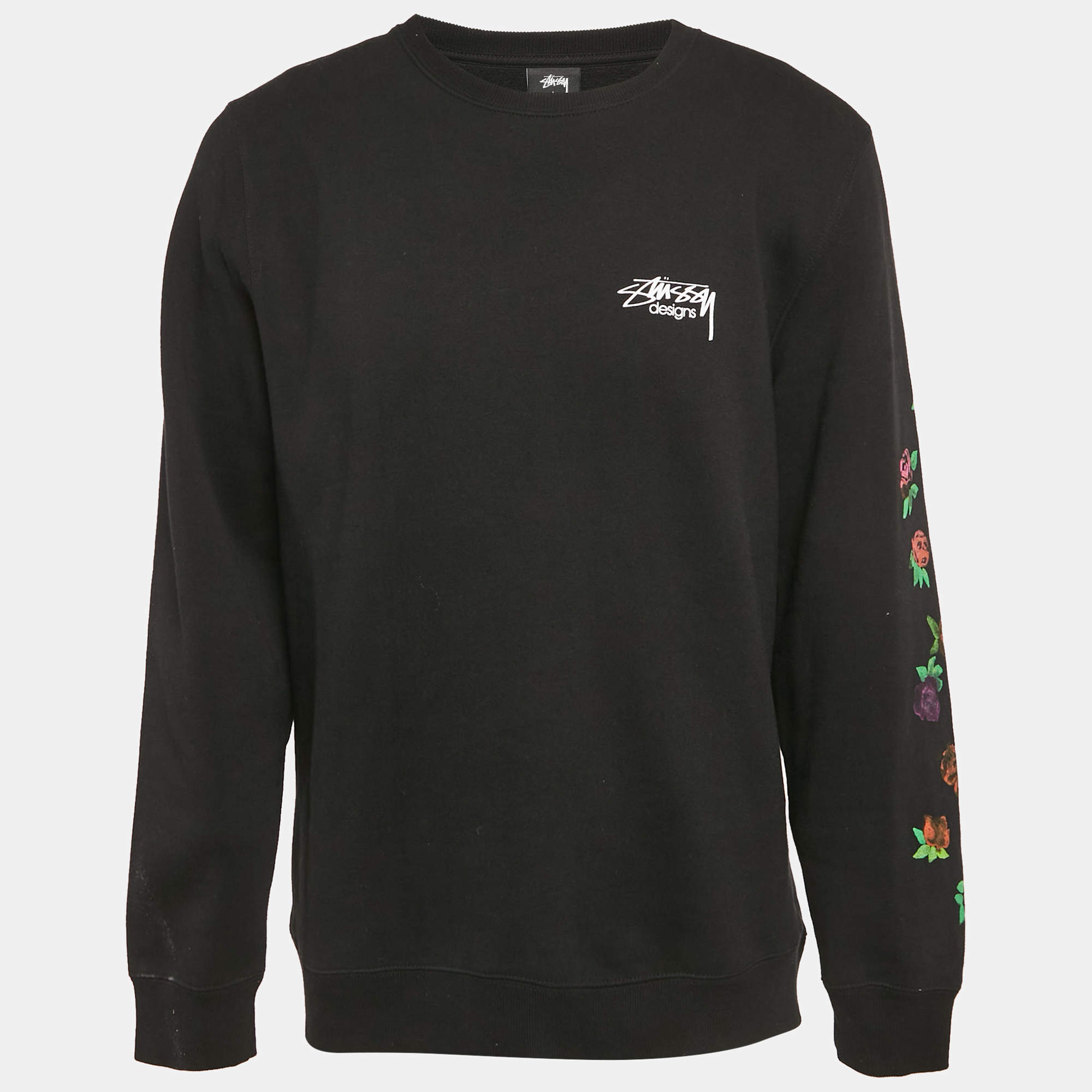 Stussy Black Printed Cotton Sweatshirt L