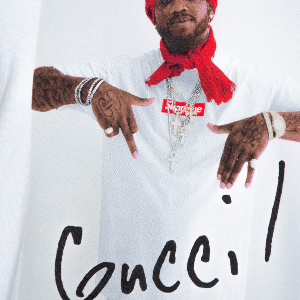 bøn bomuld Ende Supreme White Cotton Gucci Mane Print Crew Neck T Shirt L Supreme | TLC