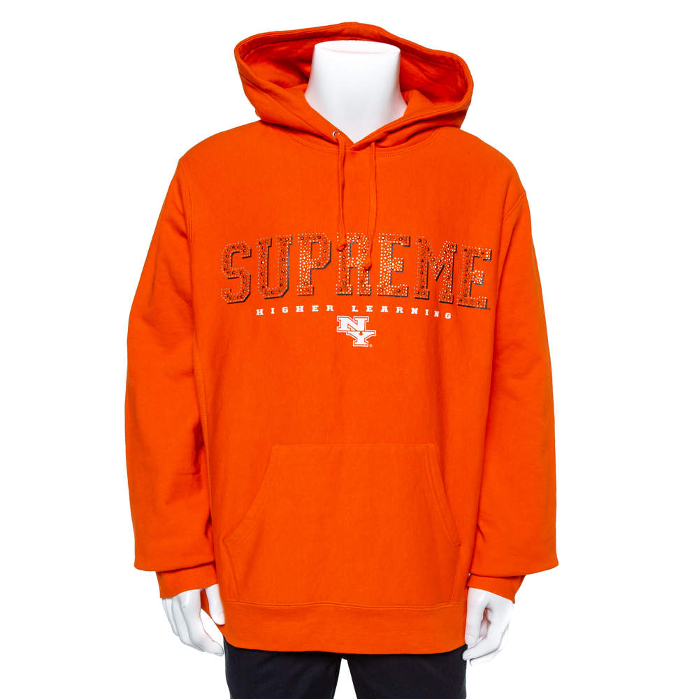 Supreme Orange Cotton Supreme Gems Hooded Sweatshirt XL