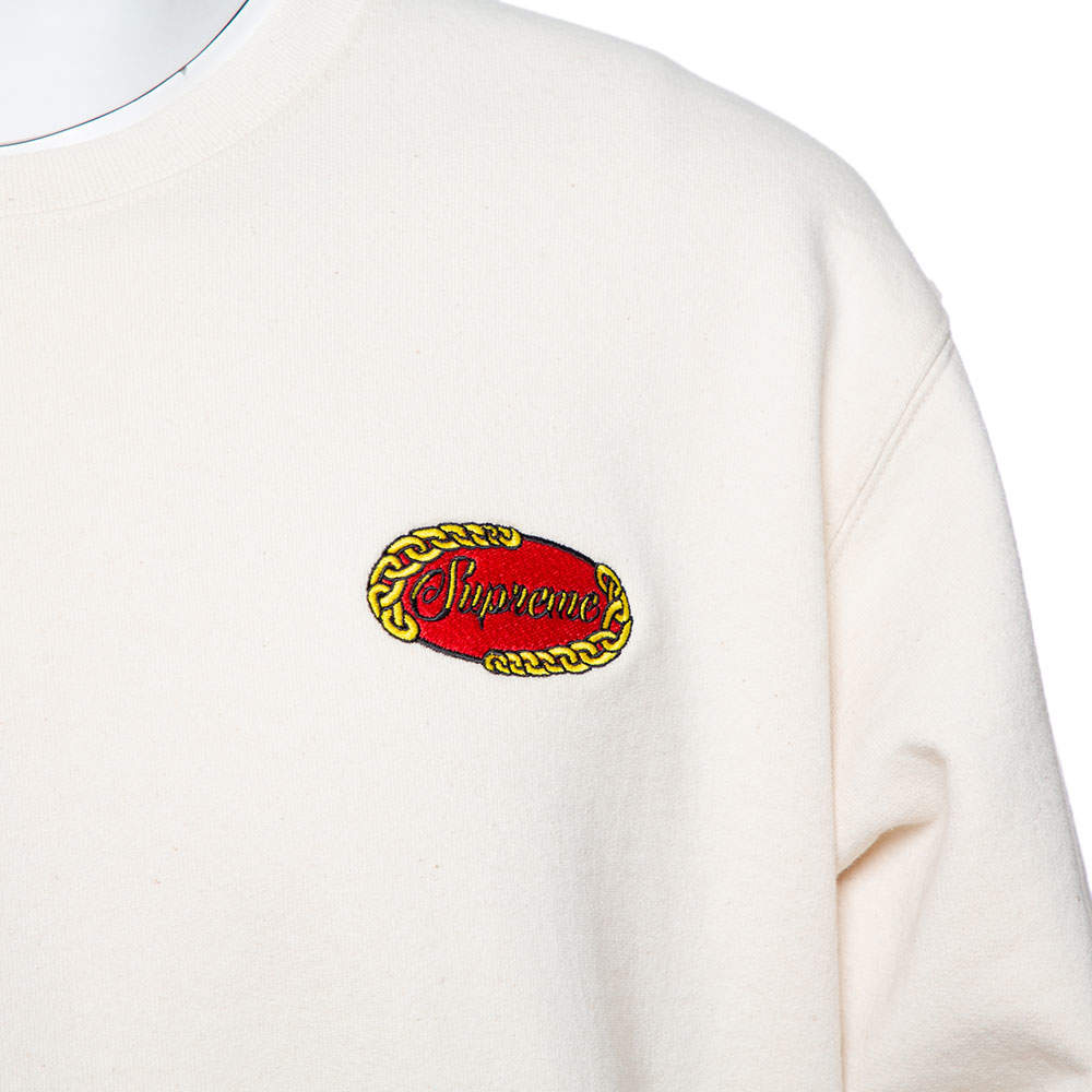 Supreme Cream Cotton Chain Logo Embroidered Sweatshirt XL Supreme