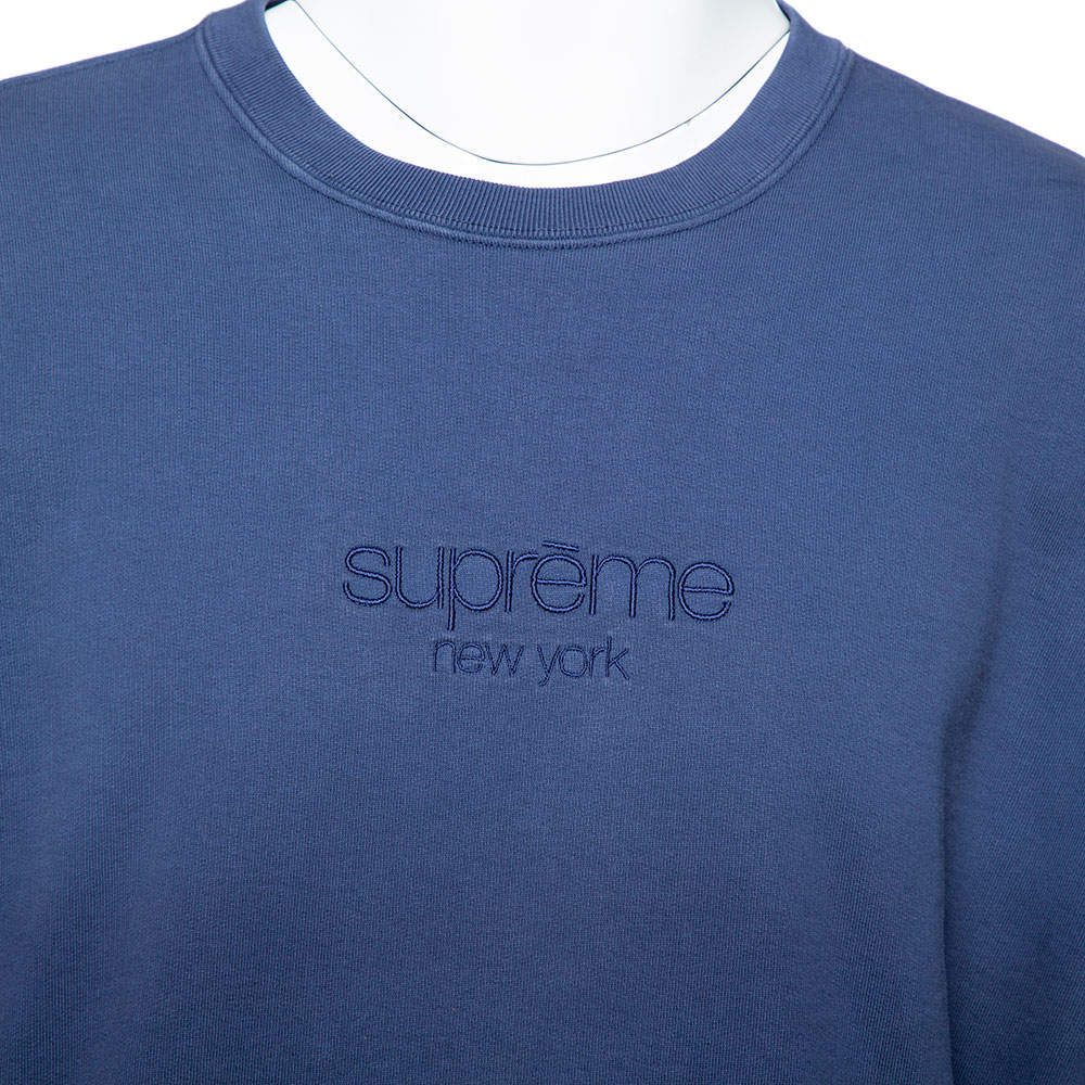 Supreme Navy Blue Dipped Cotton Crew Neck Sweatshirt XL Supreme | TLC