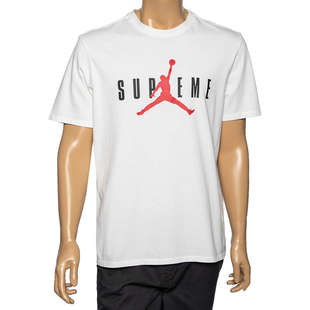 Supreme X Jordan White Logo Printed Cotton T-Shirt L Supreme | The ...