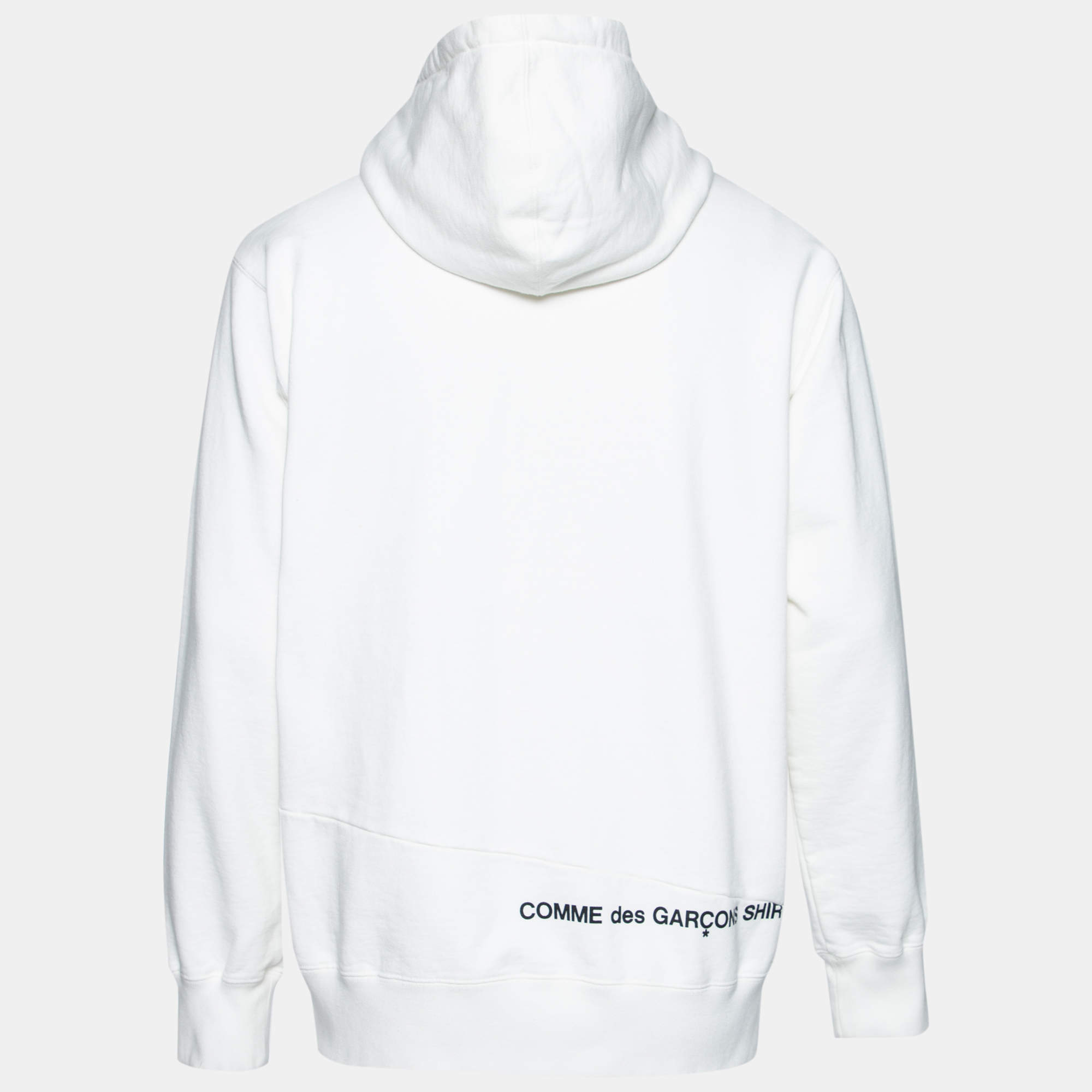 Supreme x Comme des Garçons White Terry Knit Split Logo Hoodie L