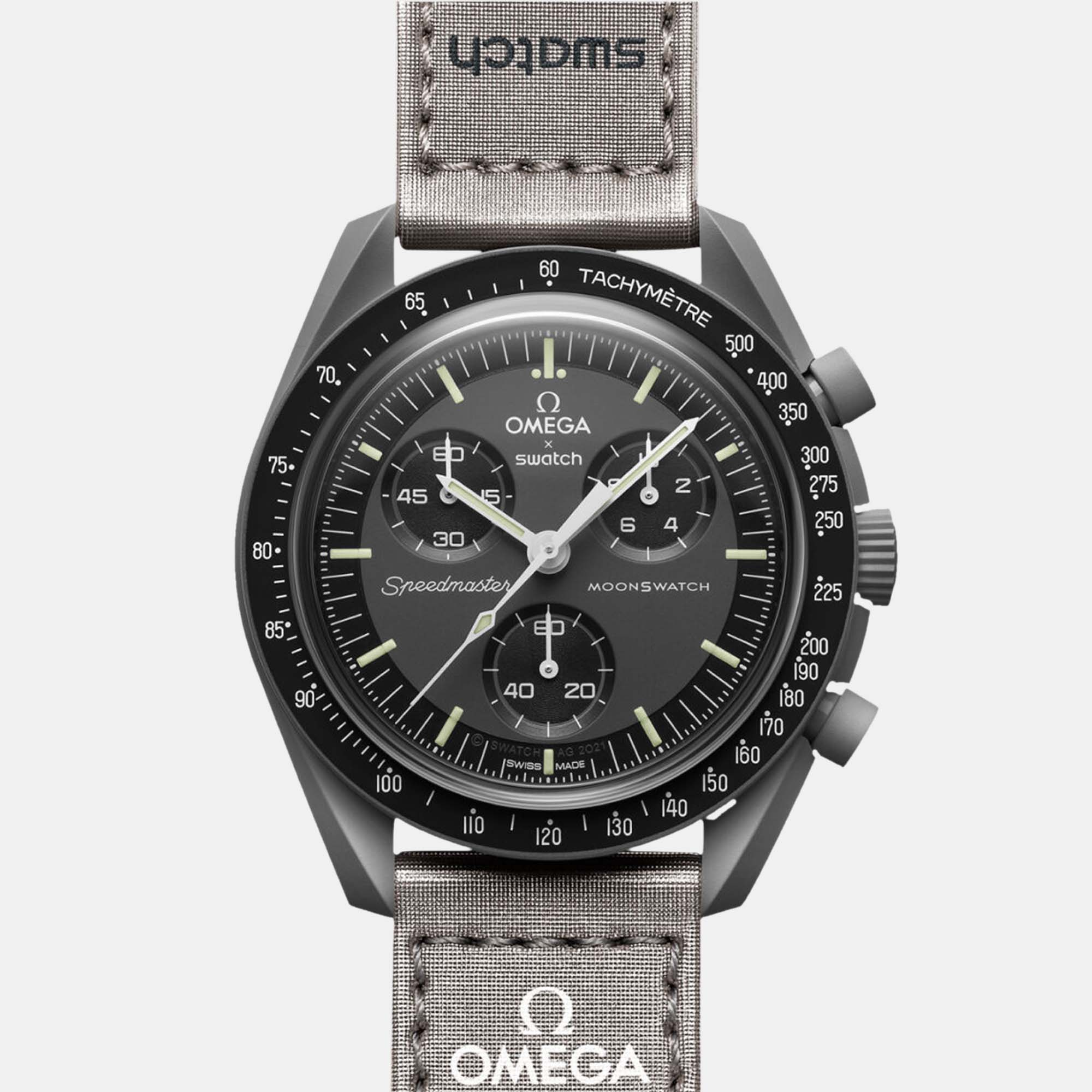 Omega X Swatch Black Velcro Moon Swatch Mission To Mercury Men's Wristwatch 42 mm