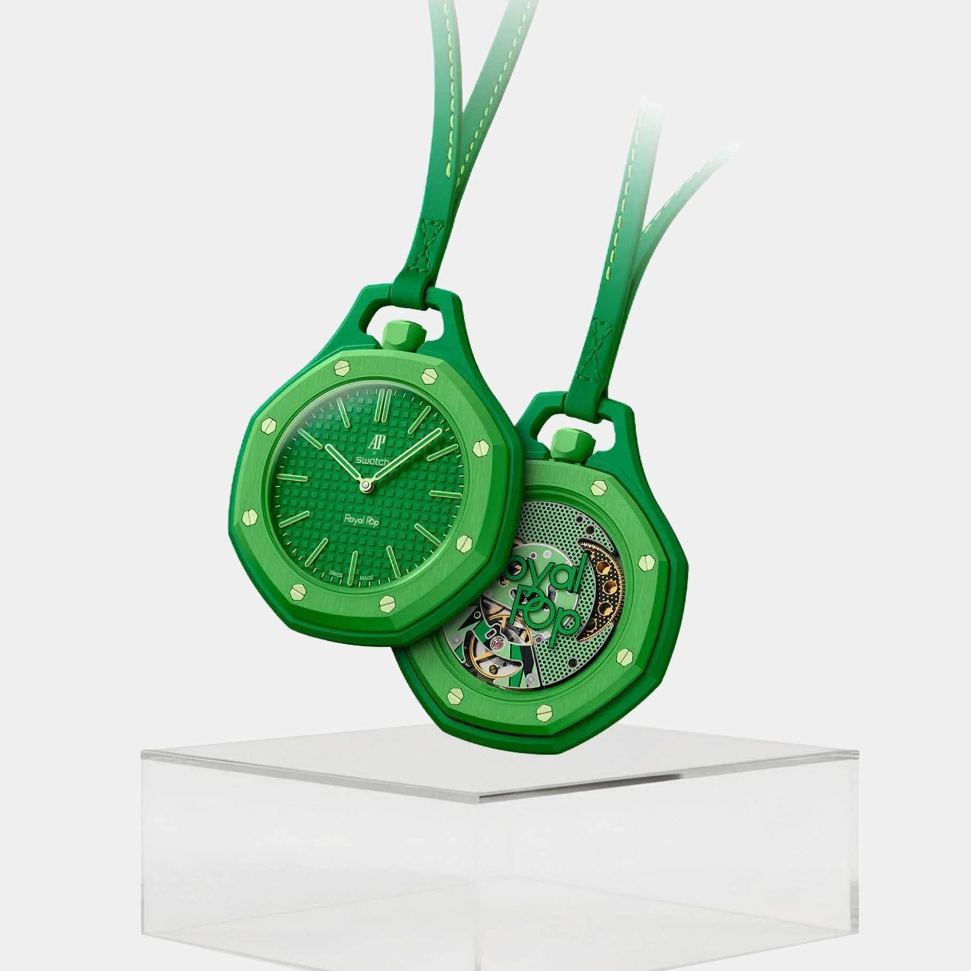 Pre Owned Swatch x Audemars Piguet Royal Pop Green Eight Bioceramic Mechanical Watch 40mm