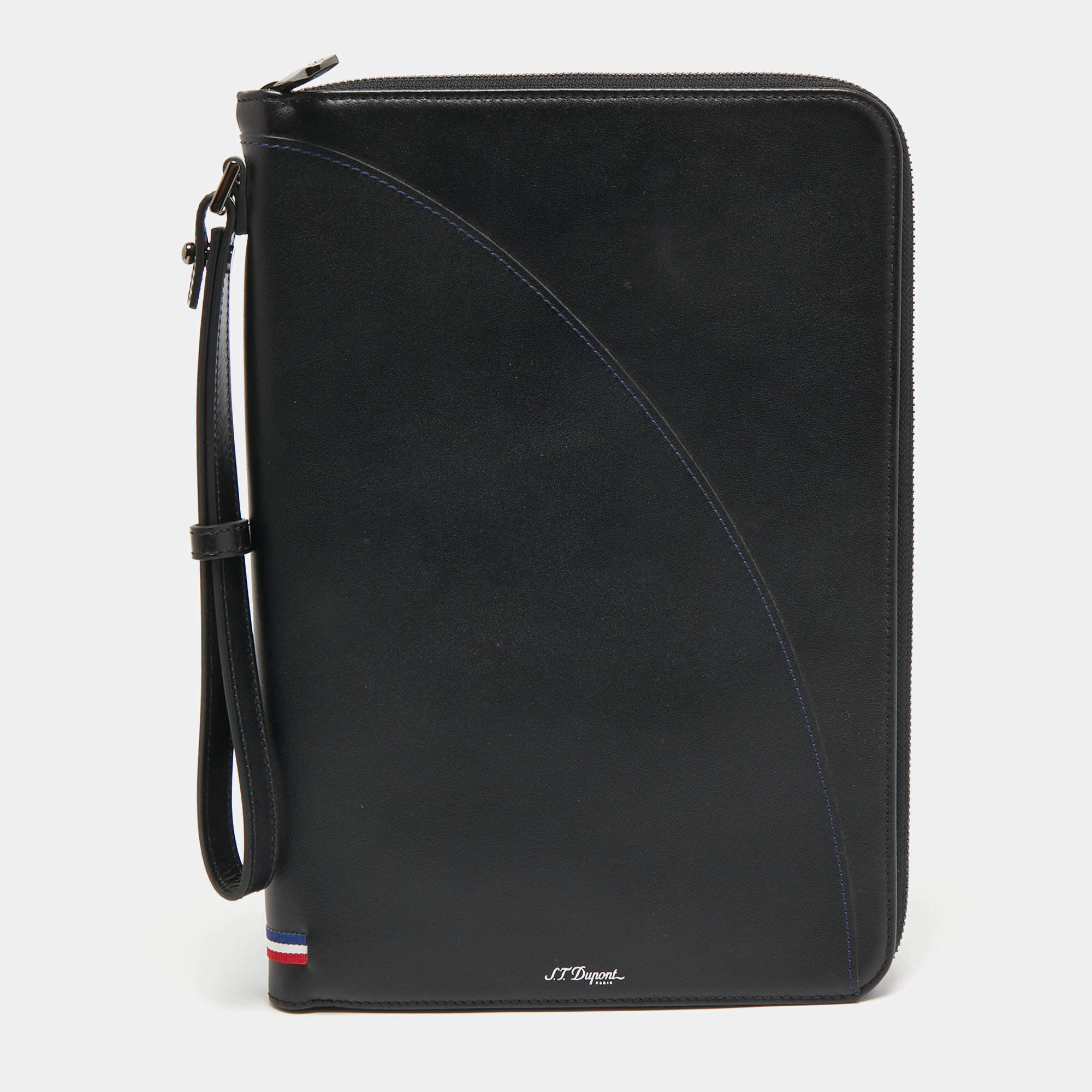 S.T.Dupont Black Leather Wristlet Pouch