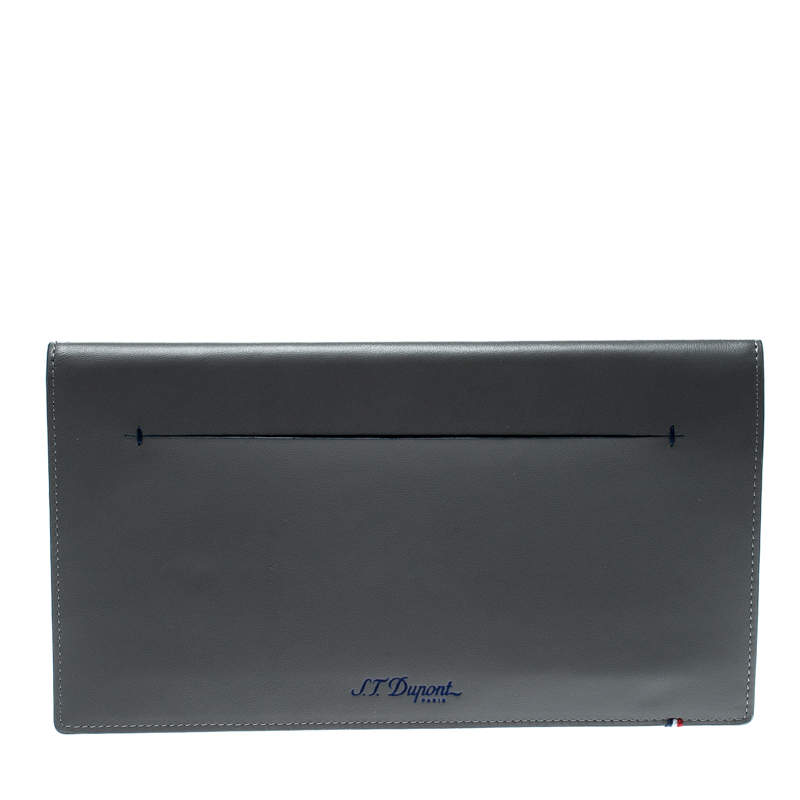 S.T. Dupont Grey Leather Plat Slim Organizer