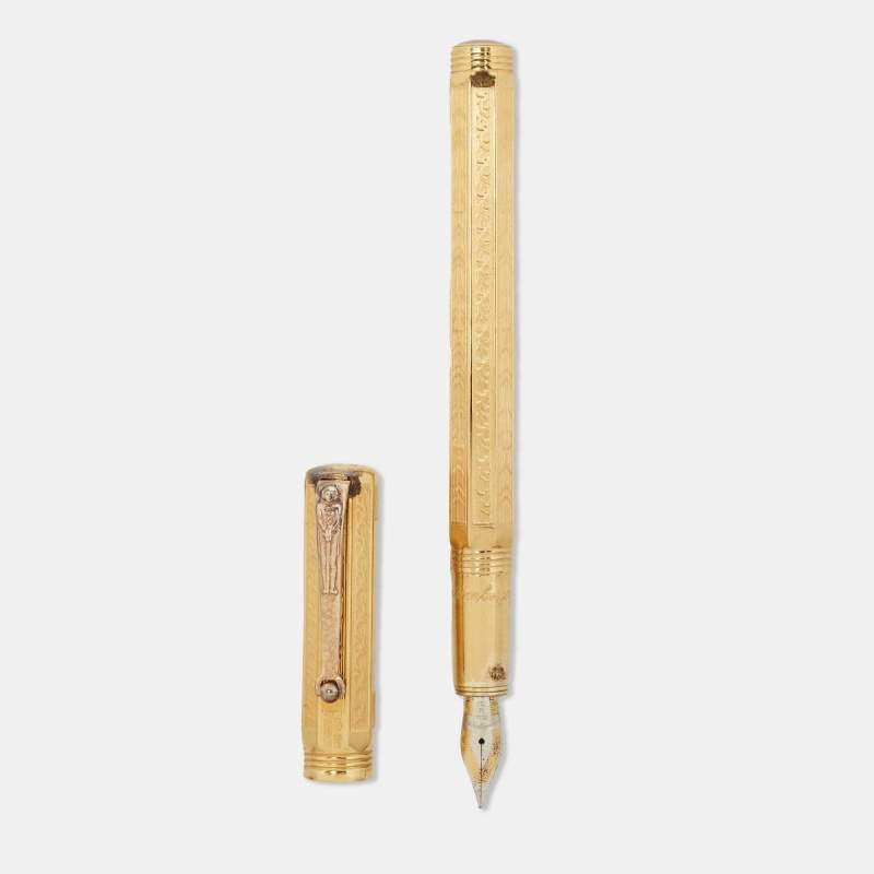 Pre Owned Montegrappa Romeo 18k Yellow Gold Sterling Silver Fountain Pen