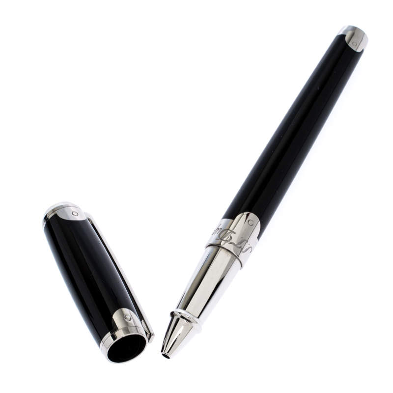 Pre Owned S.T. Dupont Elysee Malletier Black Lacquer Palladium Finish Rollerball Pen