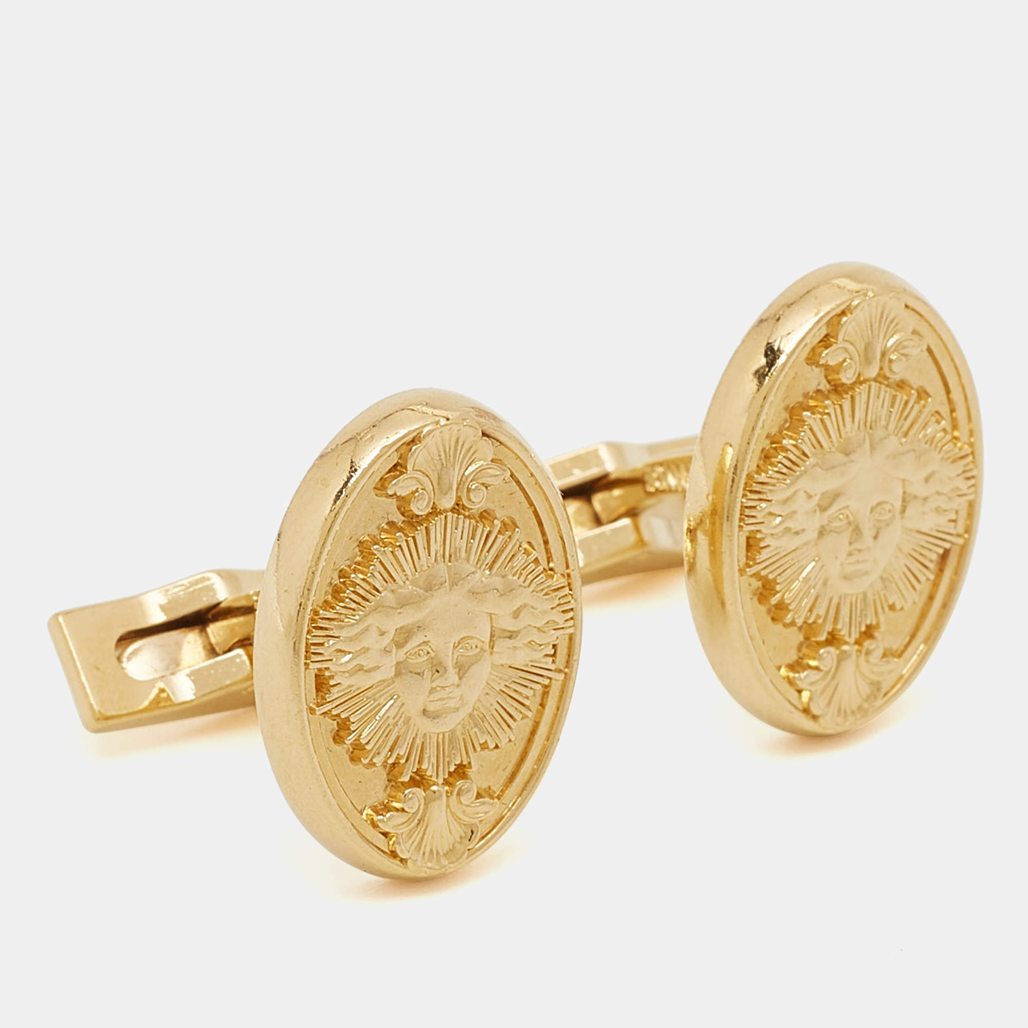 S.T. Dupont Sun Gold Tone Oval Cufflinks