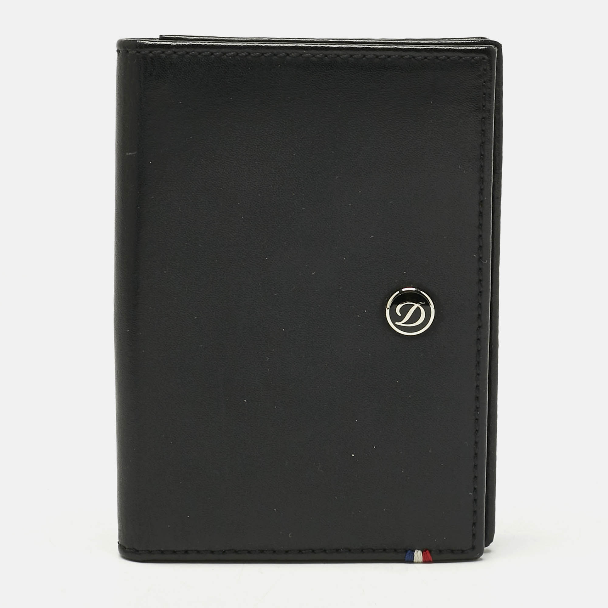 Pre Owned S.T. Dupont Black Leather Flap Card Case