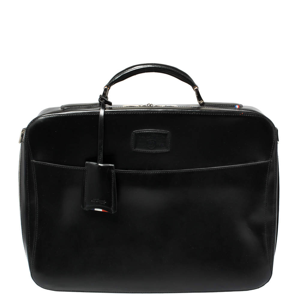 S.T. Dupont Black Leather Document Briefcase