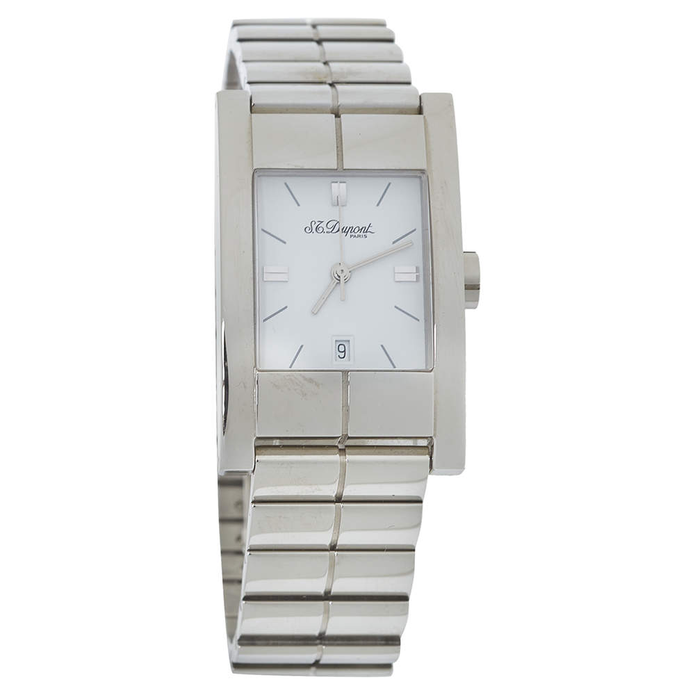 S.T. Dupont White Stainless Steel 131C8AB17 Men's Wristwatch 25MM
