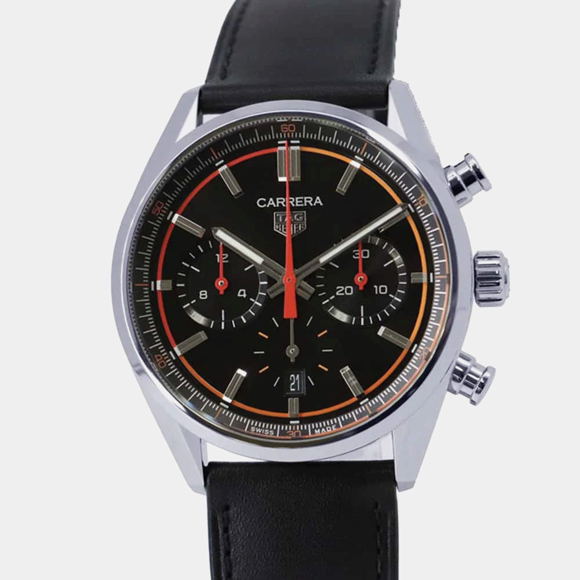 Tag Heuer Black Stainless Steel Carrera Automatic Men's Wristwatch 43 mm