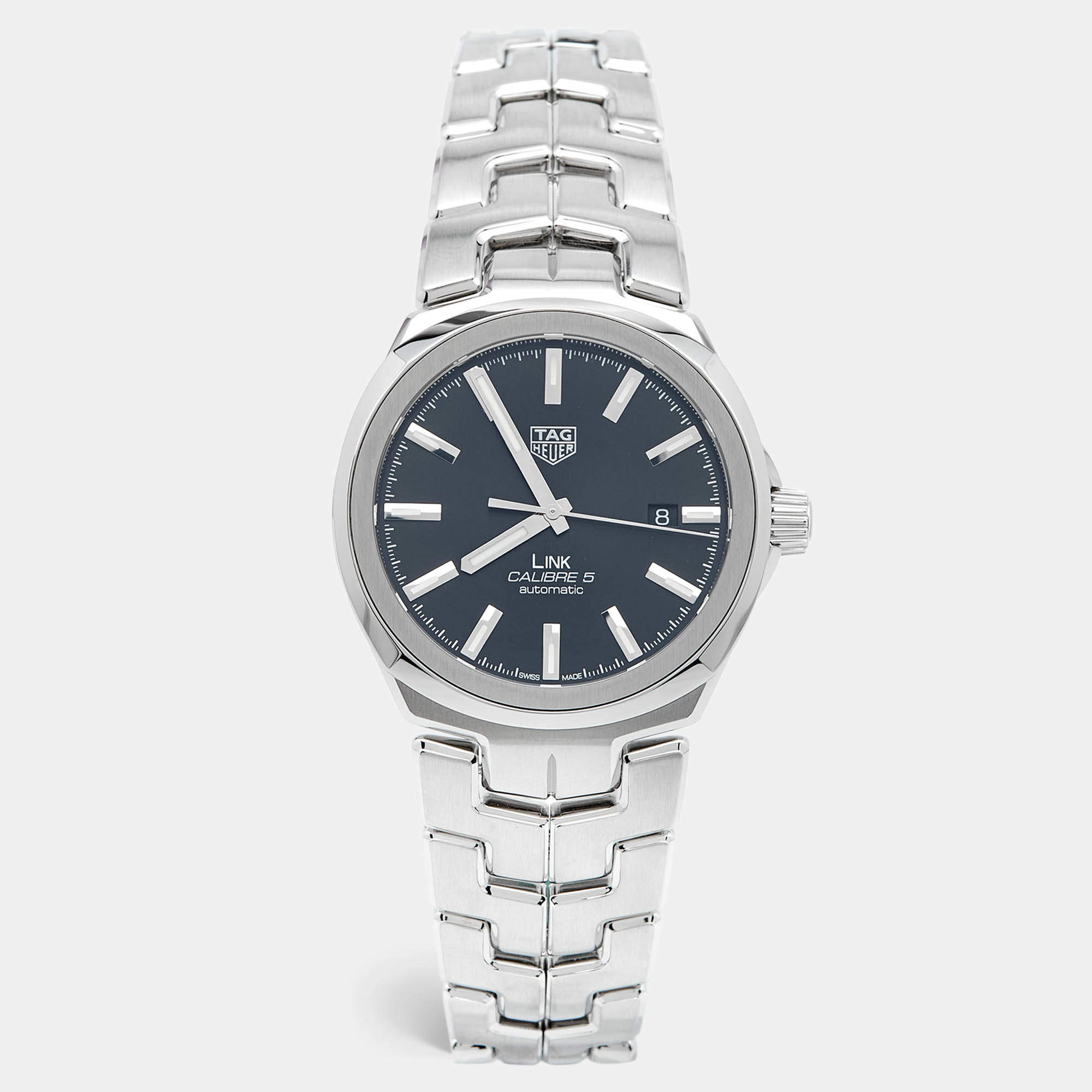 Tag Heuer Black Stainless Steel Link WBC2110.BA0603 Men's Wristwatch 41 mm