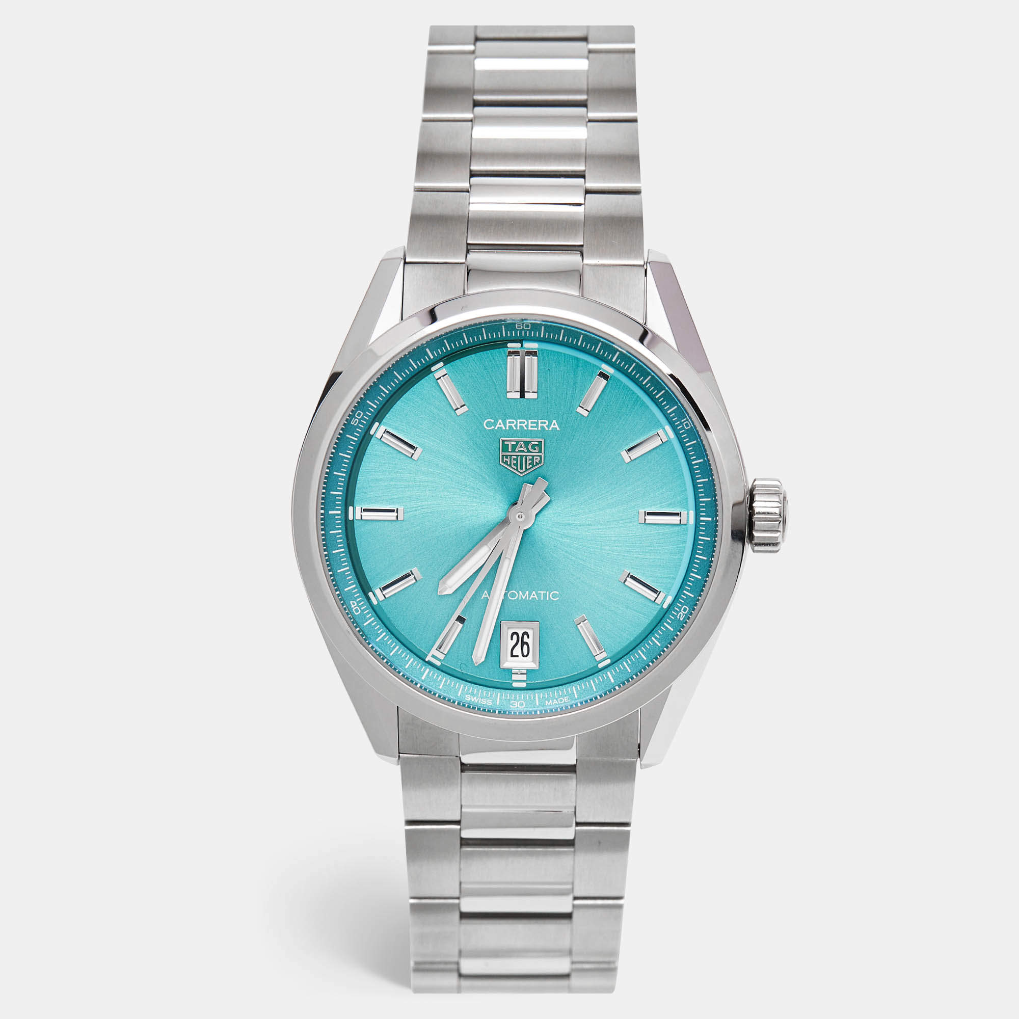 TAG Heuer Turquoise Blue Stainless Steel Carrera WBN2516.BA0001 Women's Wristwatch 36 mm