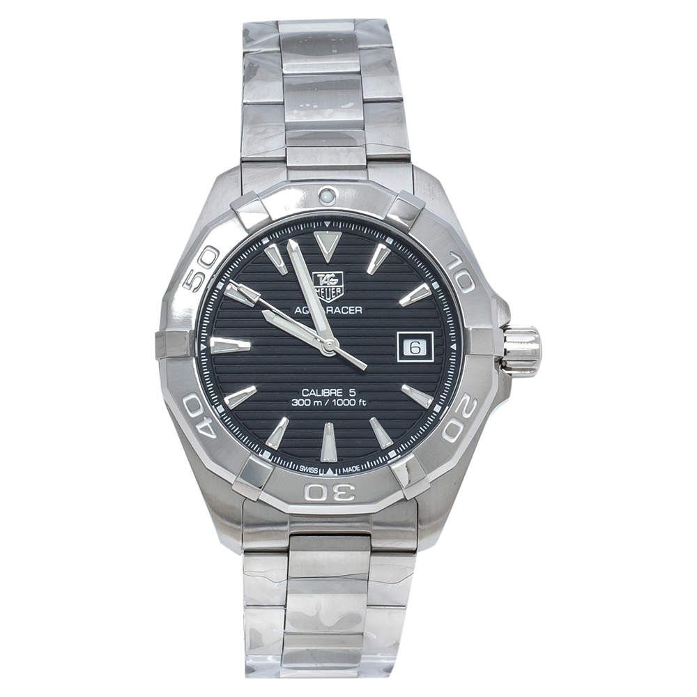 Pre Owned TAG Heuer Black Stainless Steel Aquaracer WAY2110.BA0928 Men's Wristwatch 41 mm