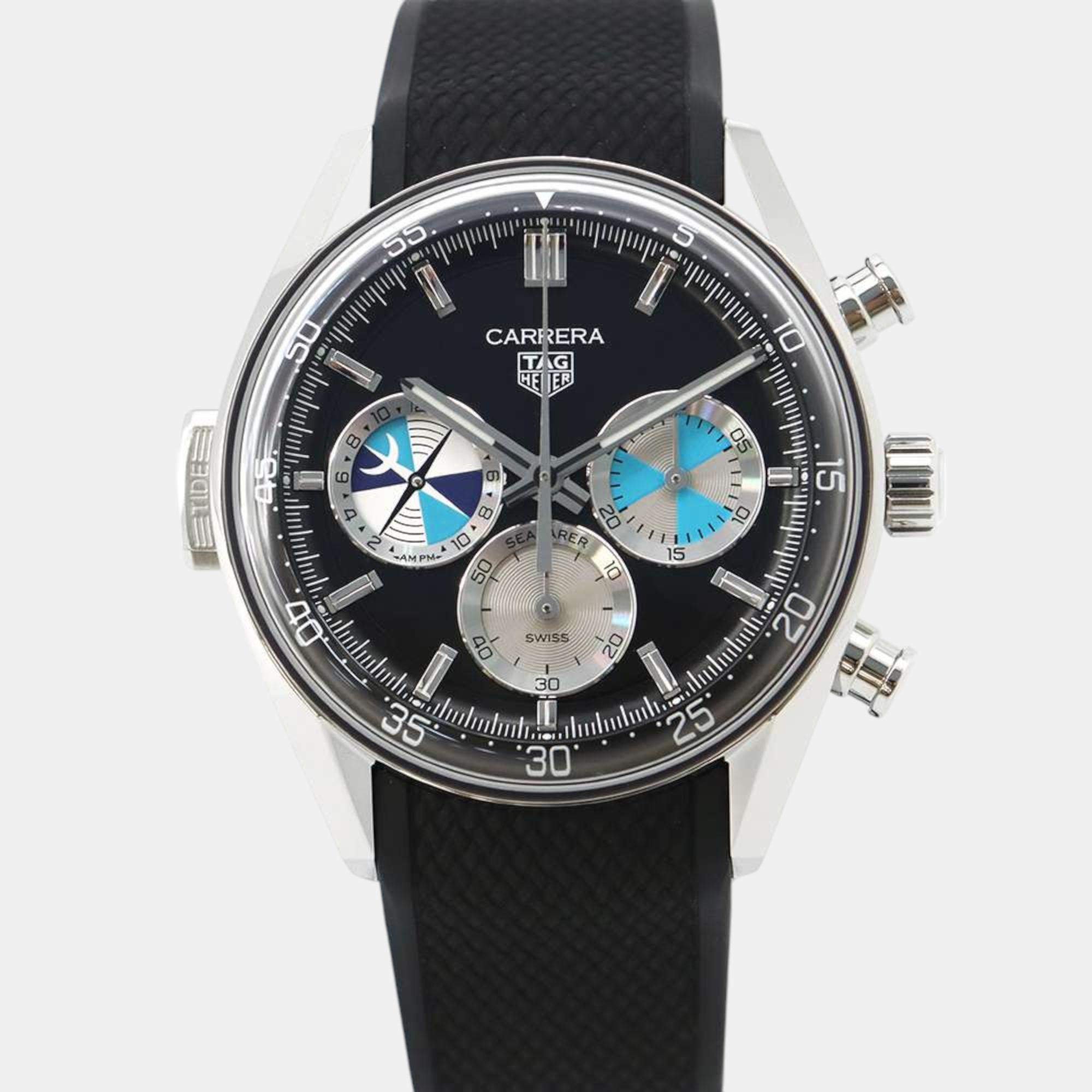 Tag Heuer Black Stainless Steel Carrera CBS2014.FT6293 Automatic Men's Wristwatch 42 mm