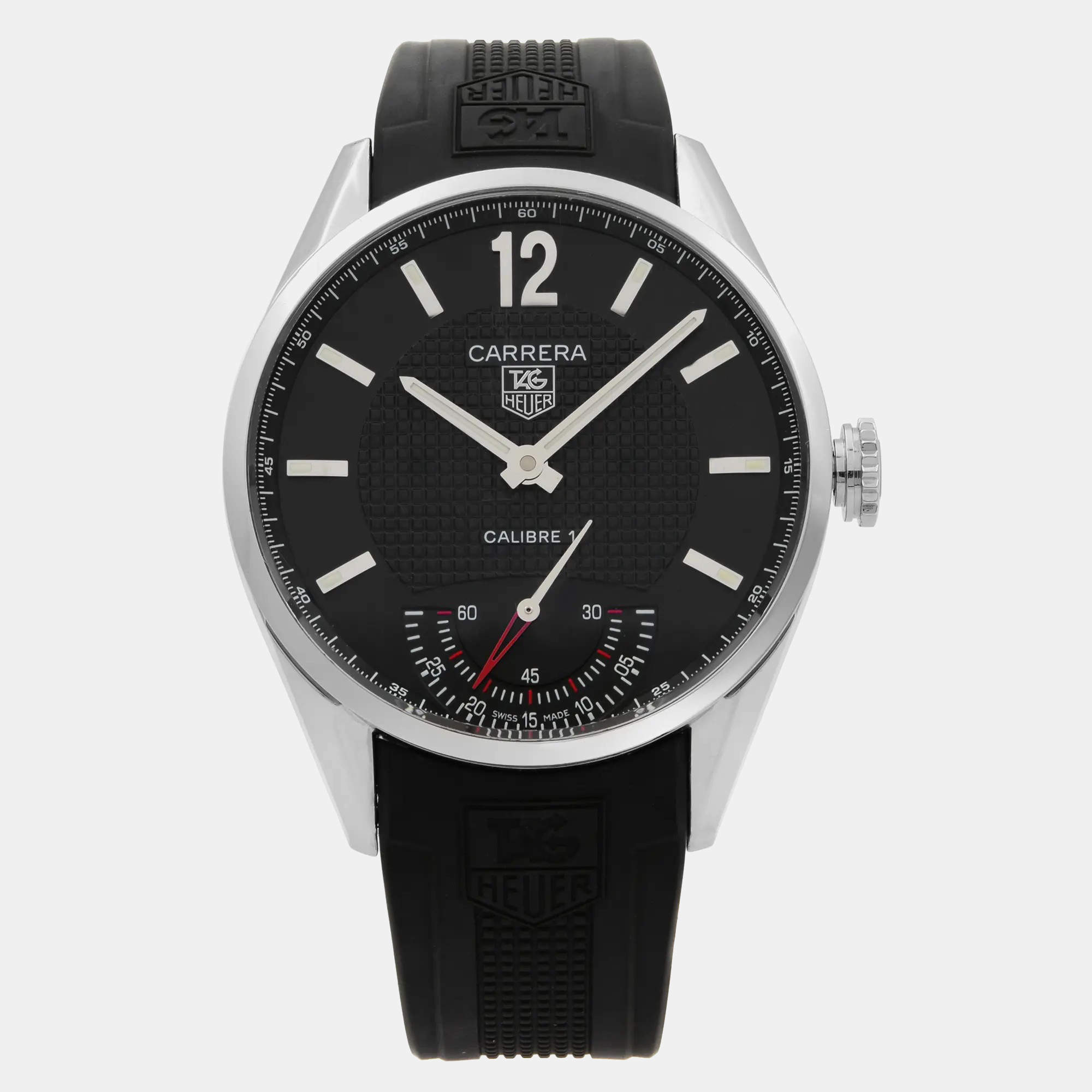 Tag Heuer Black Stainless Steel Carrera WV3010.EB0025 Manual Winding Men's Wristwatch 44 mm 