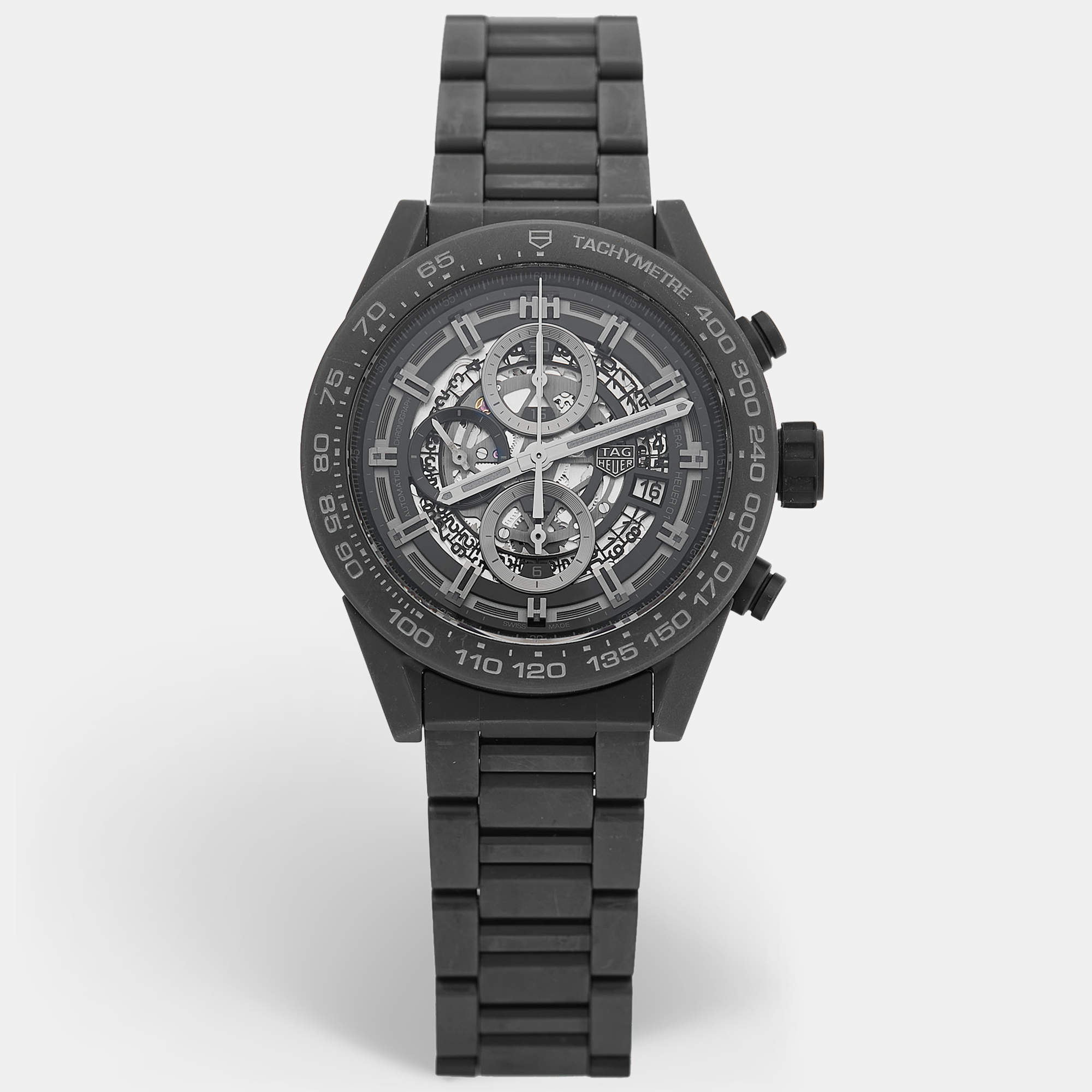 Tag Heuer Black Ceramic Stainless Steel Carrera CAR2A91.BH0742 Men's Wristwatch 45 mm 