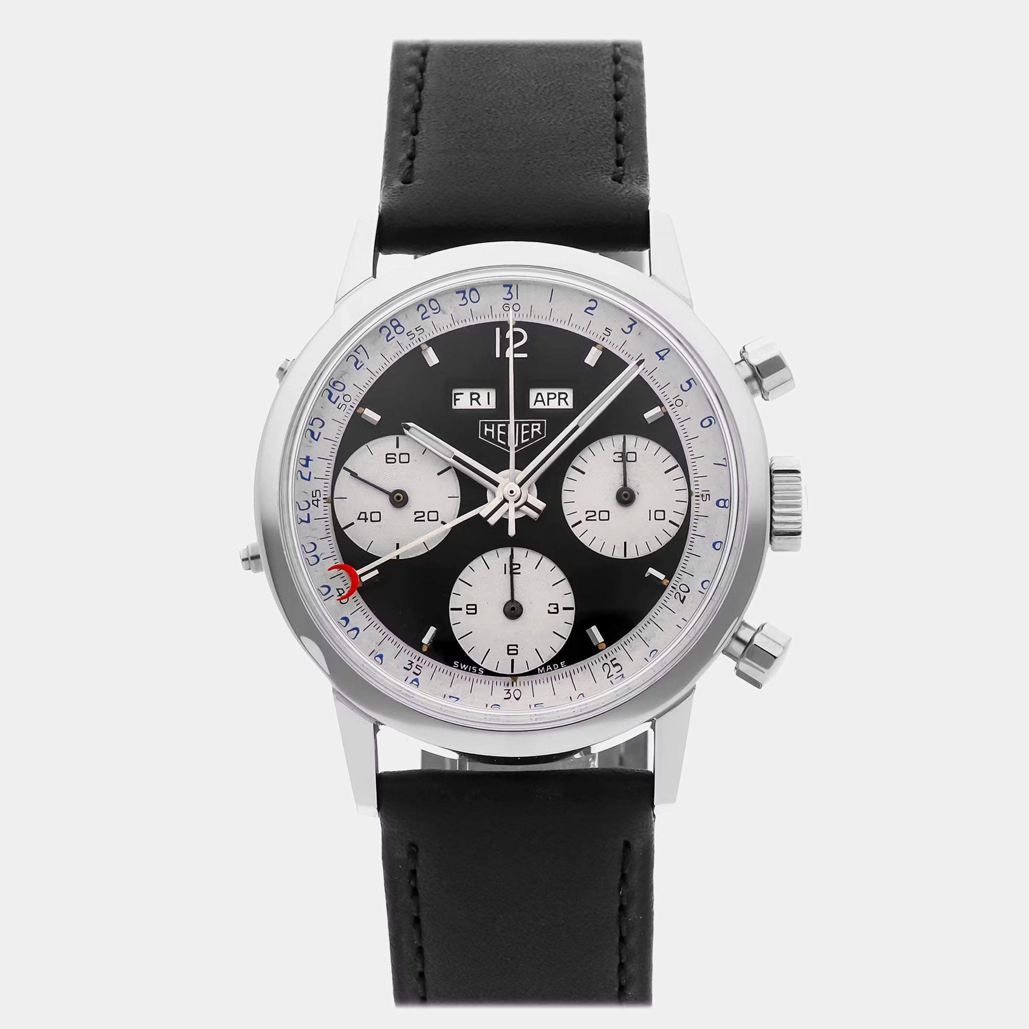 Heuer Vintage Carrera 12 Dato Triple Calendar Chronograph 36 mm Manual Winding Men's Wristwatch 36MM