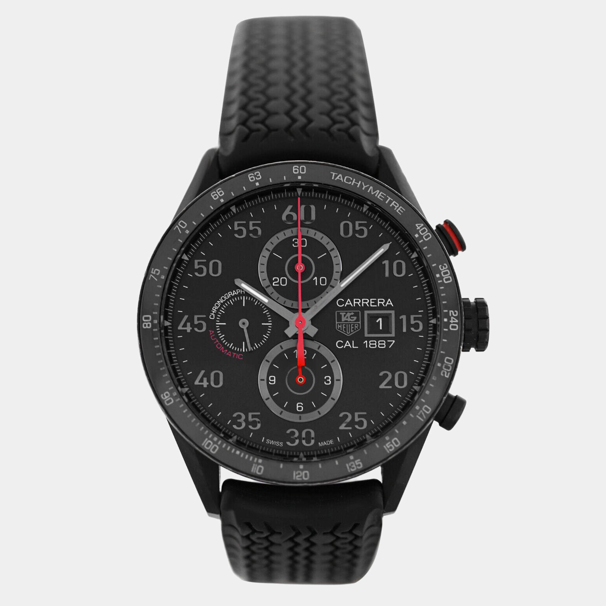 Tag Heuer Black Titanum Carrera Calibre 36 CAR2A80 Automatic Men's Wristwatch 43 mm
