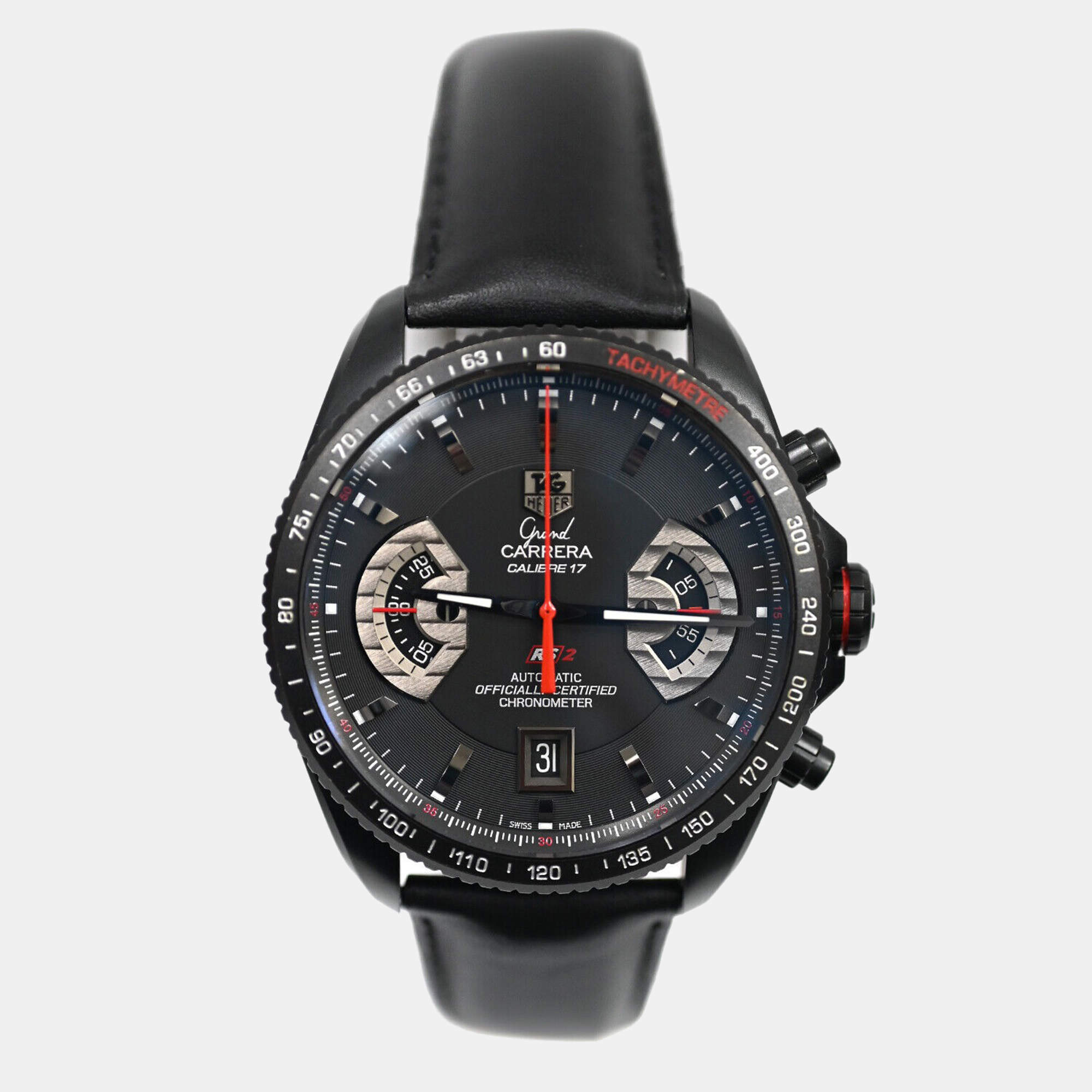 Tag Heuer Black Titanium Grand Carrera CAV518B Automatic Men's Wristwatch 43 mm