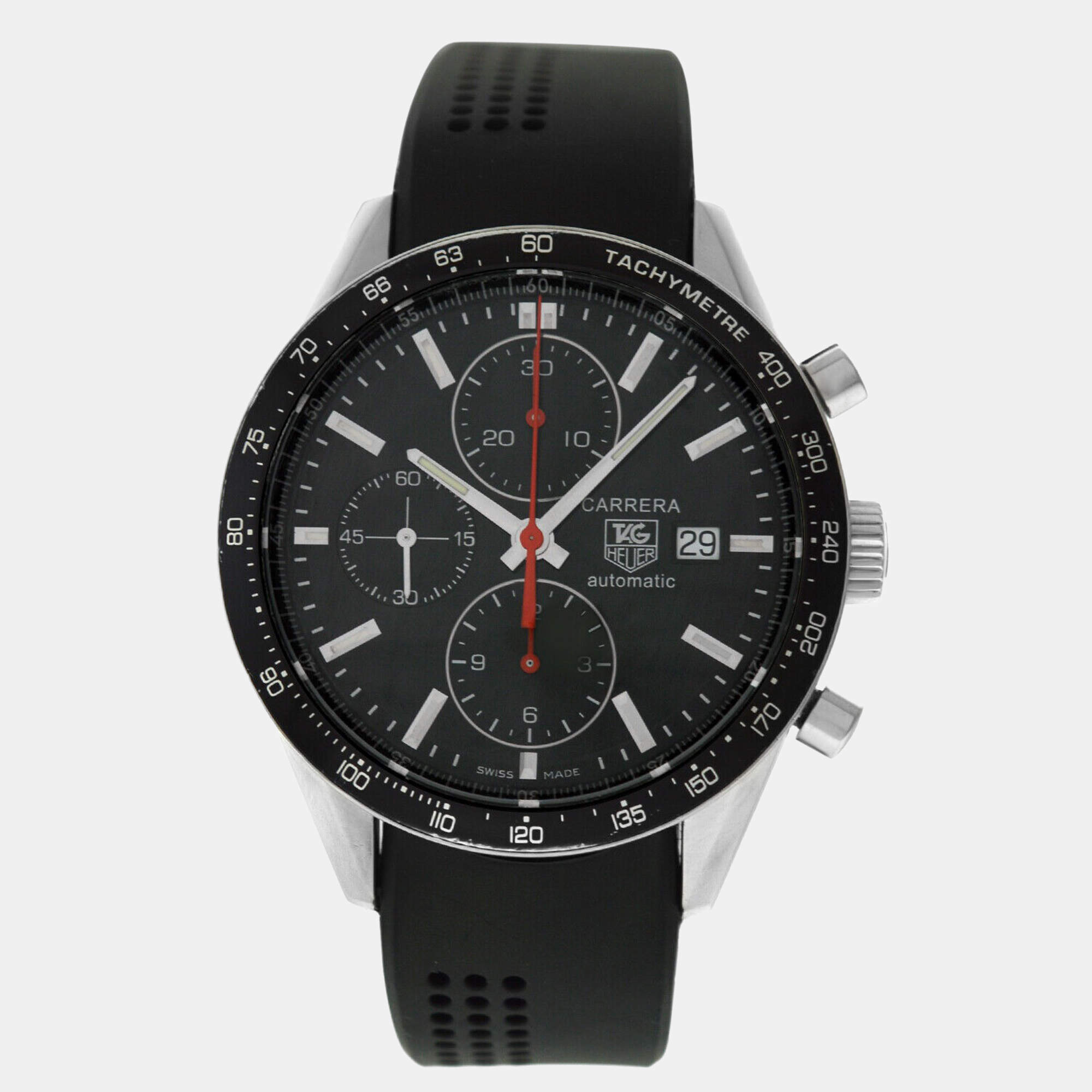 Tag Heuer Black Stainless Steel Carrera Calibre 16 CV2014-2 Automatic Men's Wristwatch 41mm