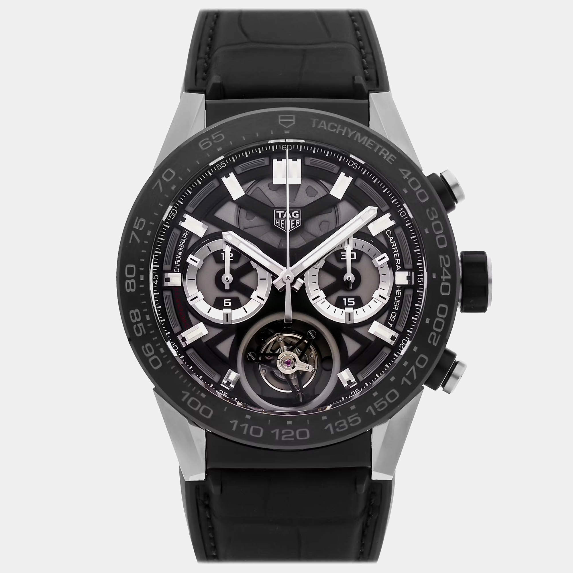 Pre-Owned Tag Heuer Carrera Tourbillon Chronograph CAR5A8Y.FC6377