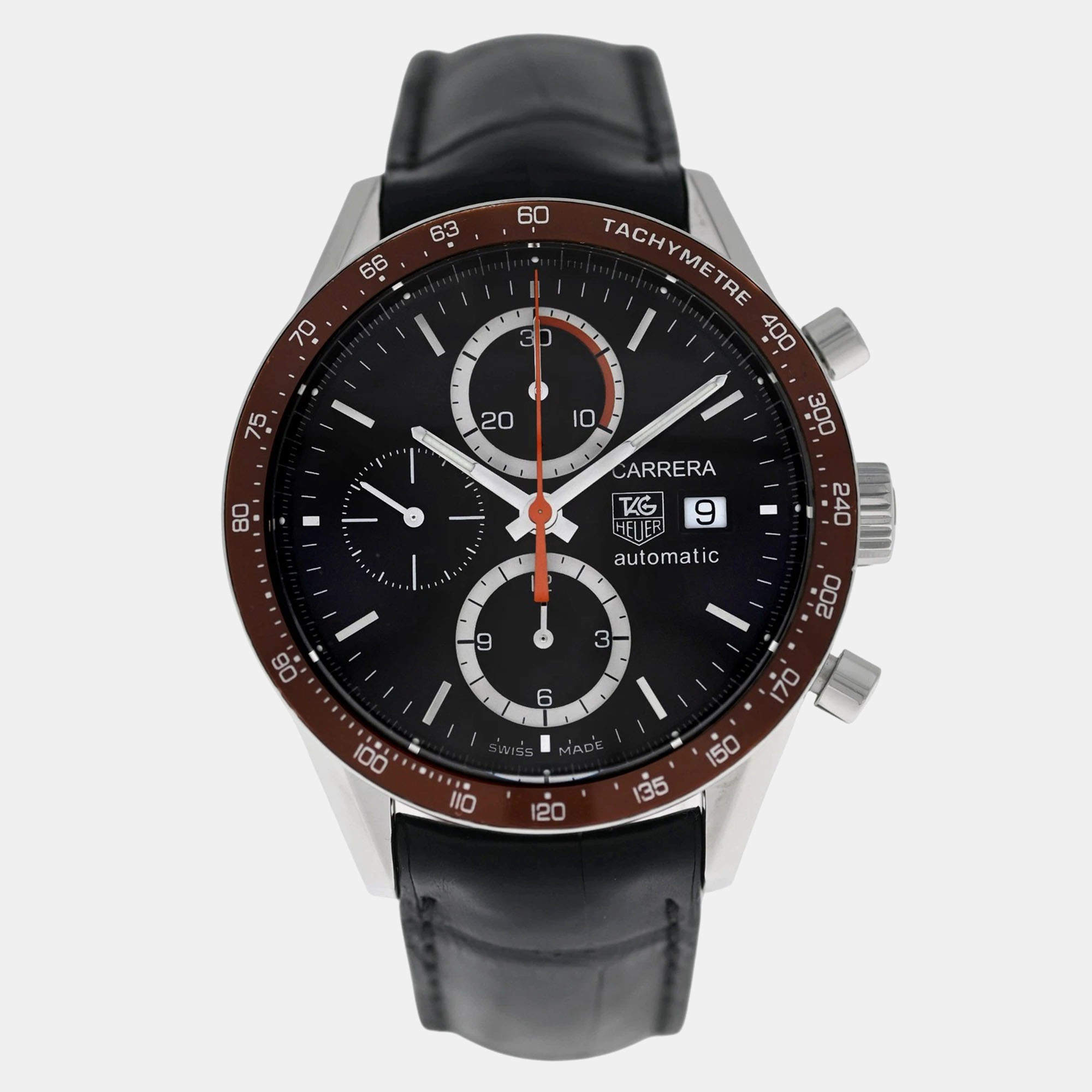 Pre Owned Tag Heuer Carrera CV2013.FC6234 Automatic Brown Stainless Steel Men's Wristwatch 41 mm