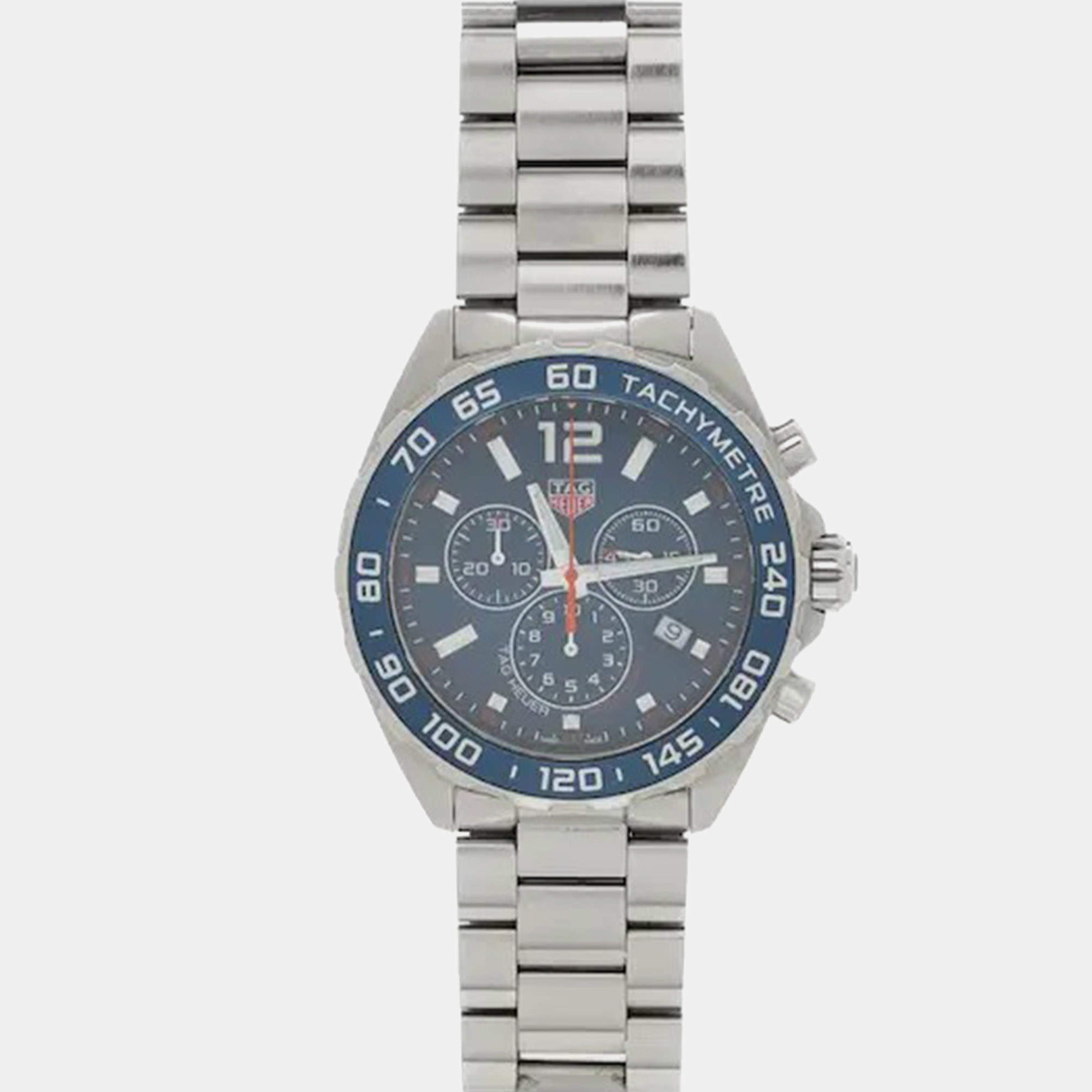 Pre Owned Tag Heuer Formula 1 CAZ1014.BA0842 Blue Stainless Steel Quartz Men's Wristwatches 43mm