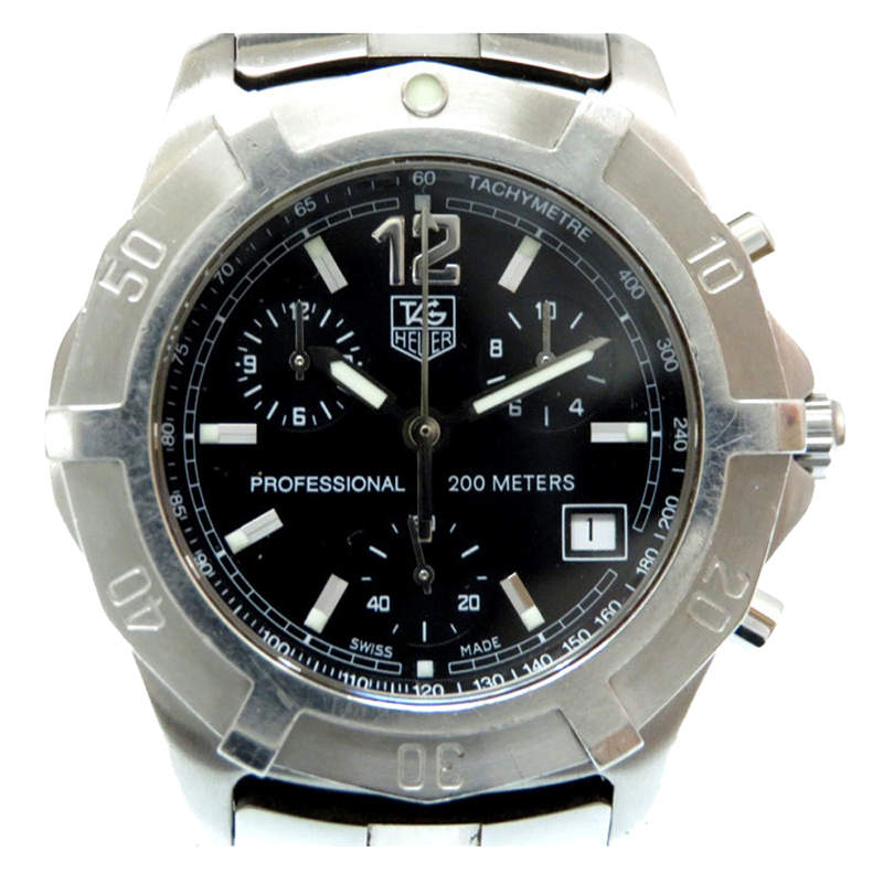 Tag Heuer Black Stainless Steel Exclusive Professional 200 Chronograph CN1110 Men's Wristwatch 38MM