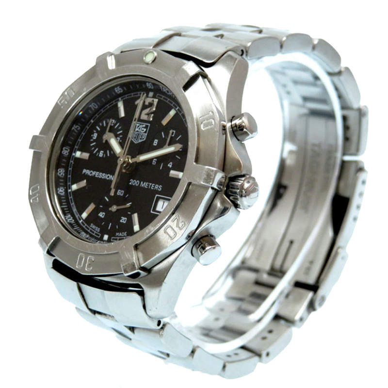 Tag Heuer Black Stainless Steel Exclusive Professional 200 Chronograph CN1110 Men s Wristwatch 38MM Tag Heuer TLC